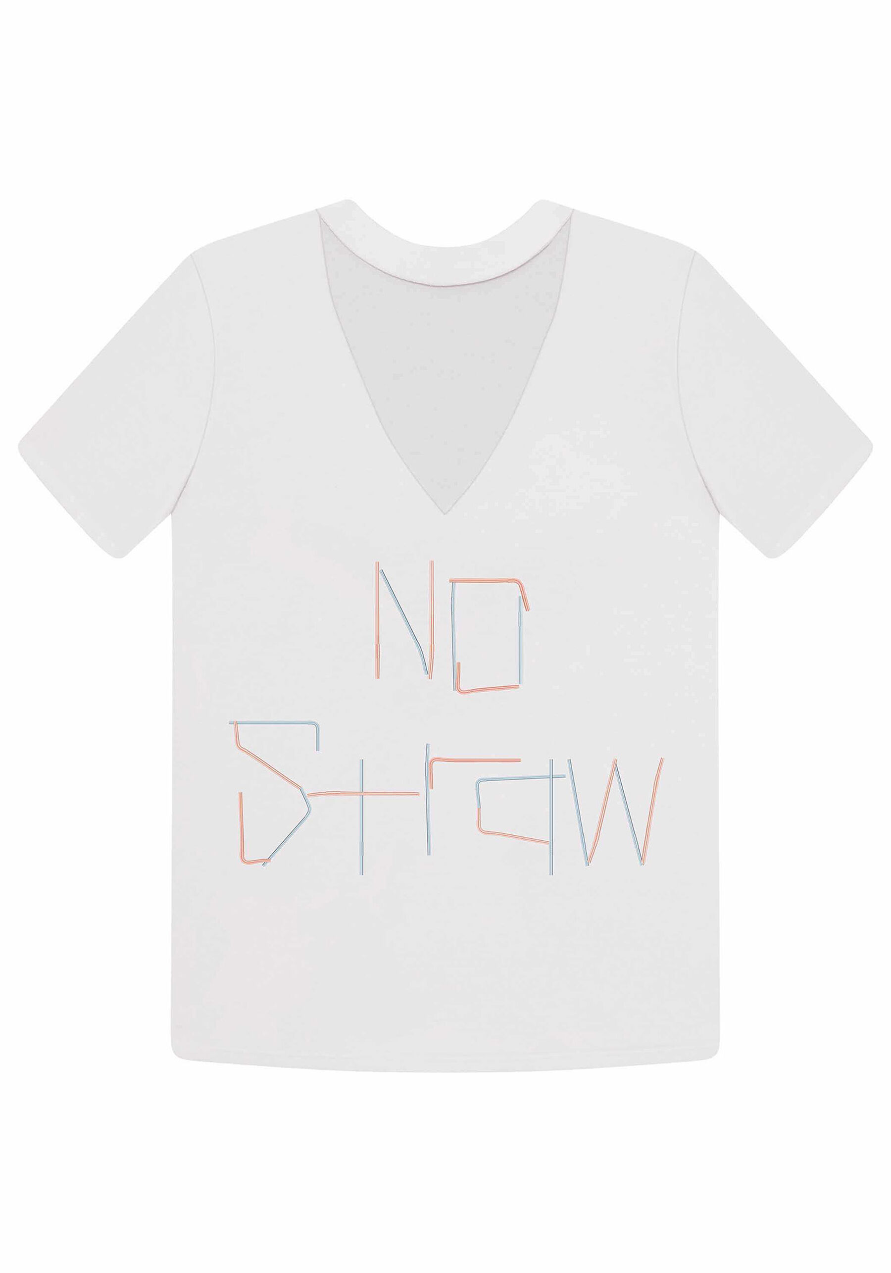 Blusa Choker Estampada ECO, BRANCO OFF WHITE. Blusa Choker Estampada ECO, BRANCO OFF WHITE, large.
