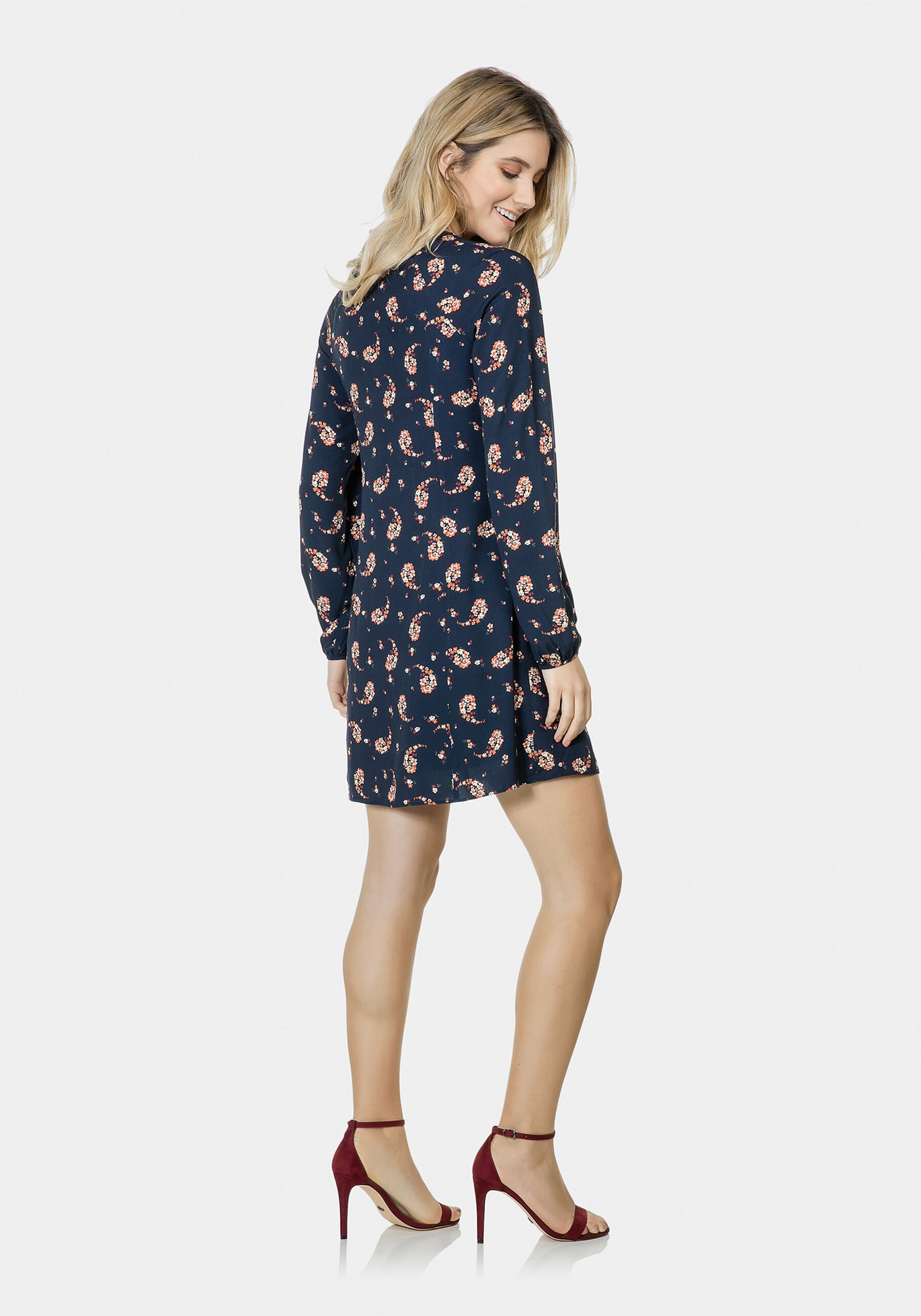 Vestido Manga Longa Estampado Tecido, . Vestido Manga Longa Estampado Tecido, , large.