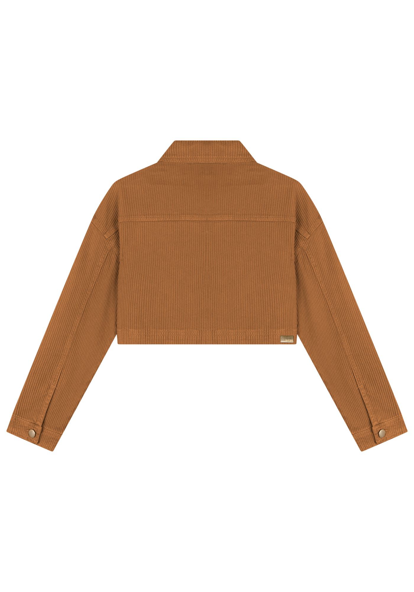 Jaqueta Cropped Cotel&ecirc; Em Sarja Com Bolsos Frontais, , large.