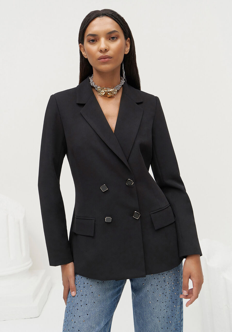 Blazer Alfaiataria com Abotoamento Duplo, . Blazer Alfaiataria com Abotoamento Duplo, , large.