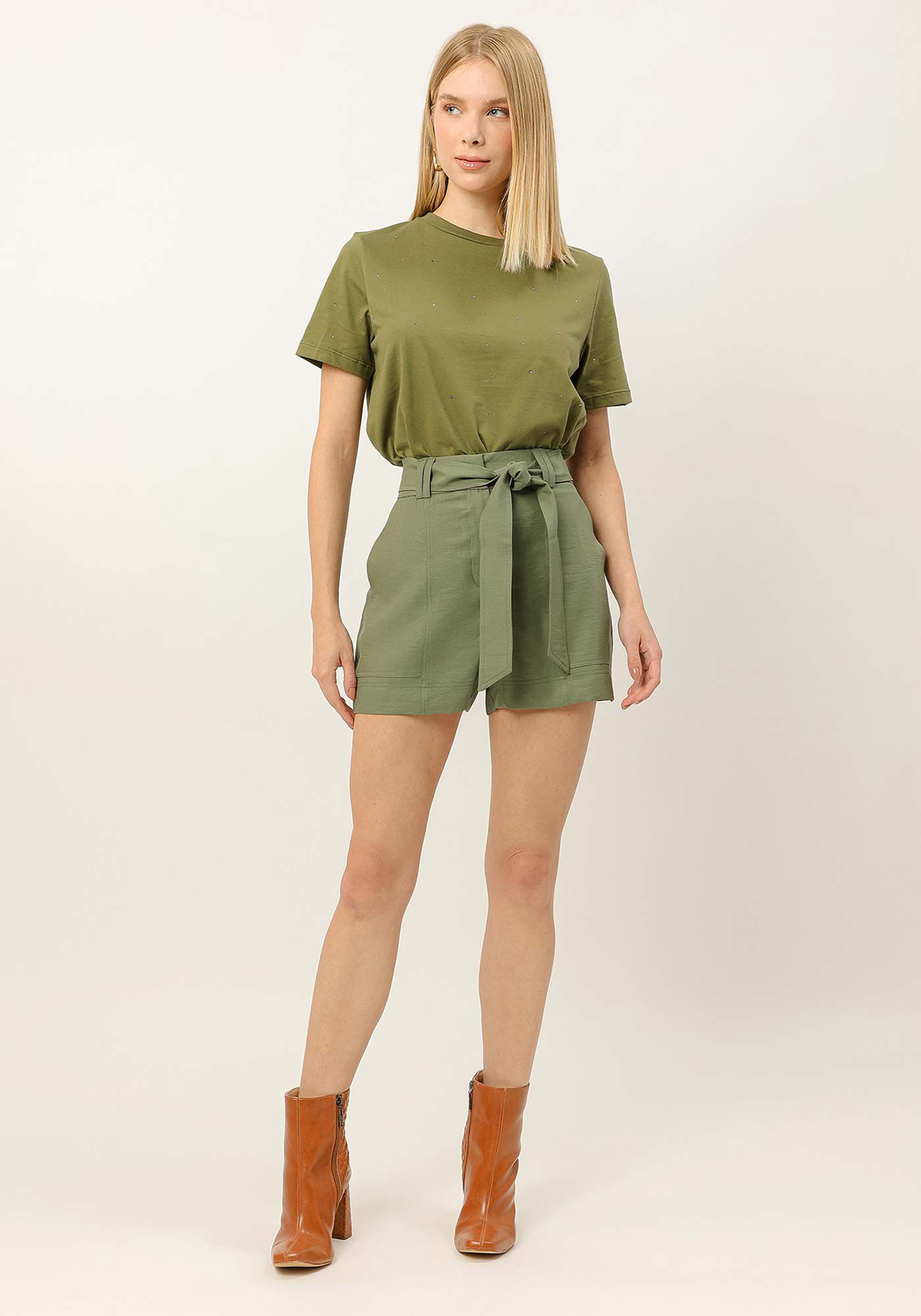 T-shirt em Malha com Strass, , large.