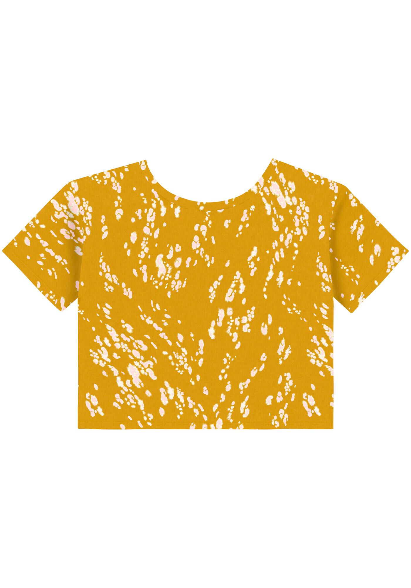 Blusa Cropped Estampada Com Mangas Curtas E Gola Redonda, LUMINE VERDE, large.