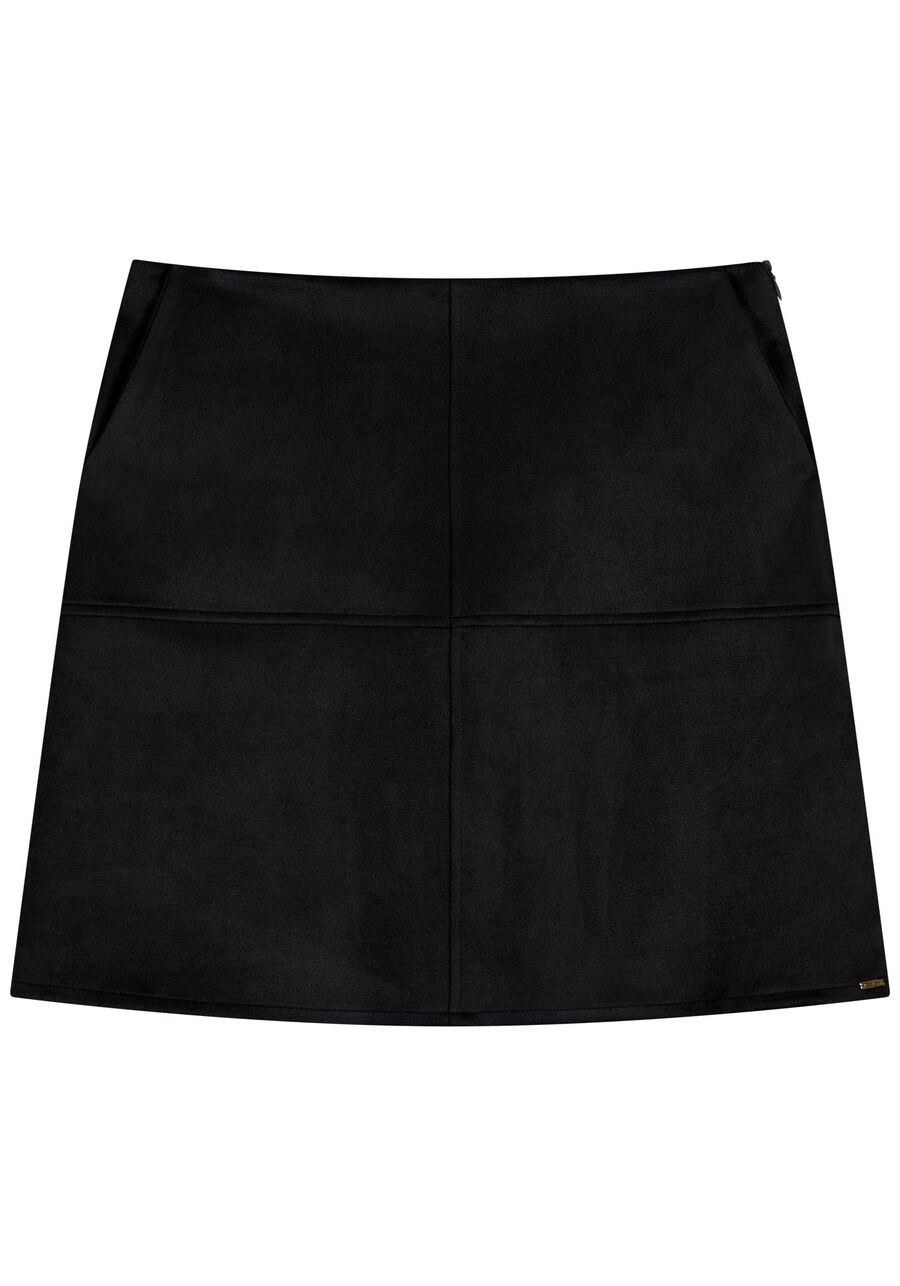 Saia Curta Com Cintura Alta Em Malha Suede, . Saia Curta Com Cintura Alta Em Malha Suede, , large.