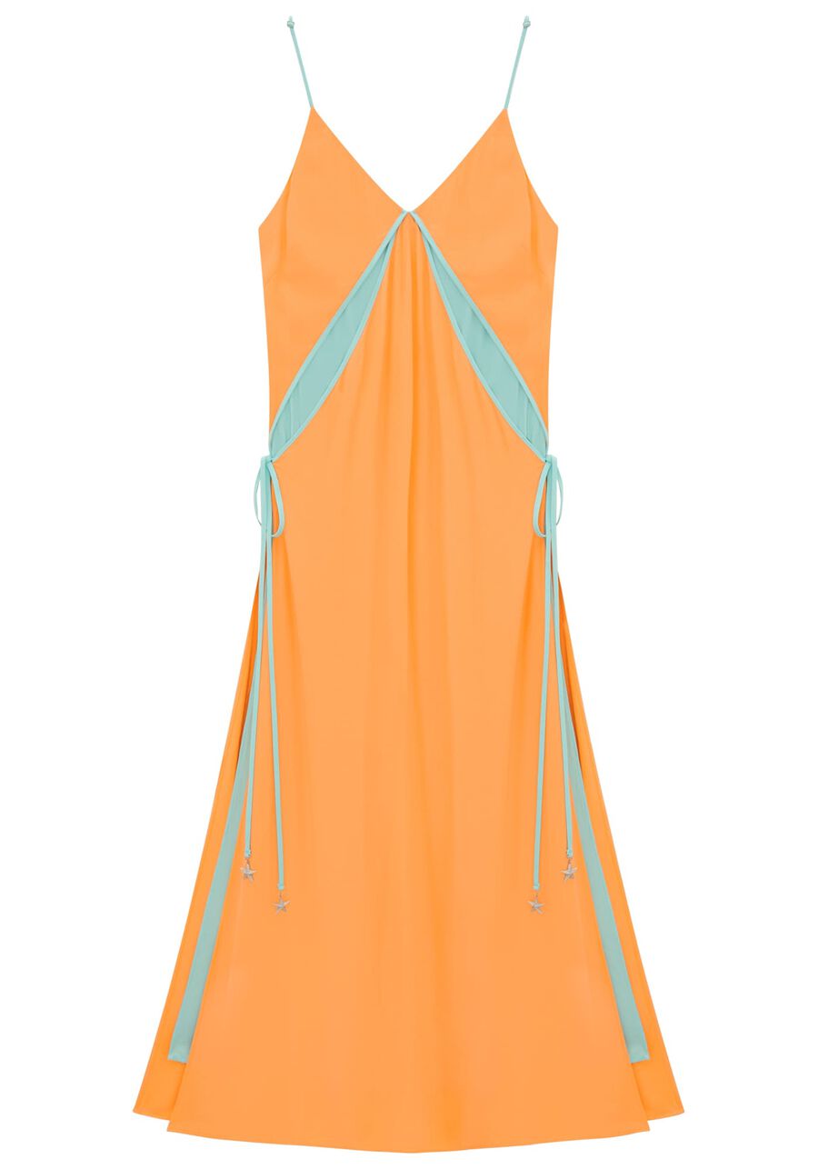 Vestido Longo em Crepe Recortes com Alças, . Vestido Longo em Crepe Recortes com Alças, , large.