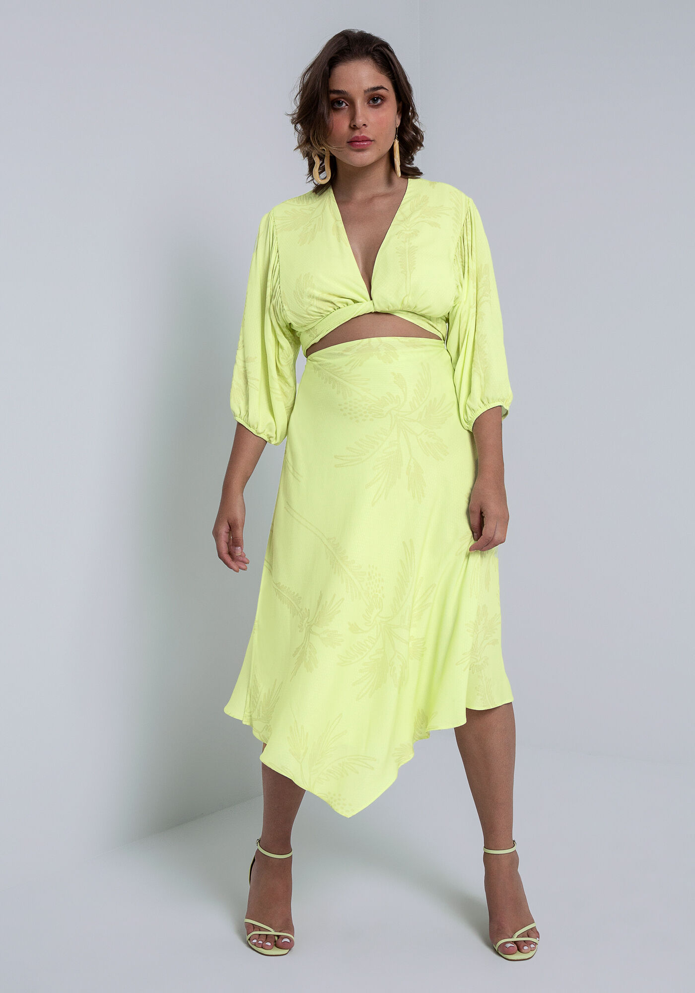 Saia Midi em Viscose Transpassada, DENDE, large.