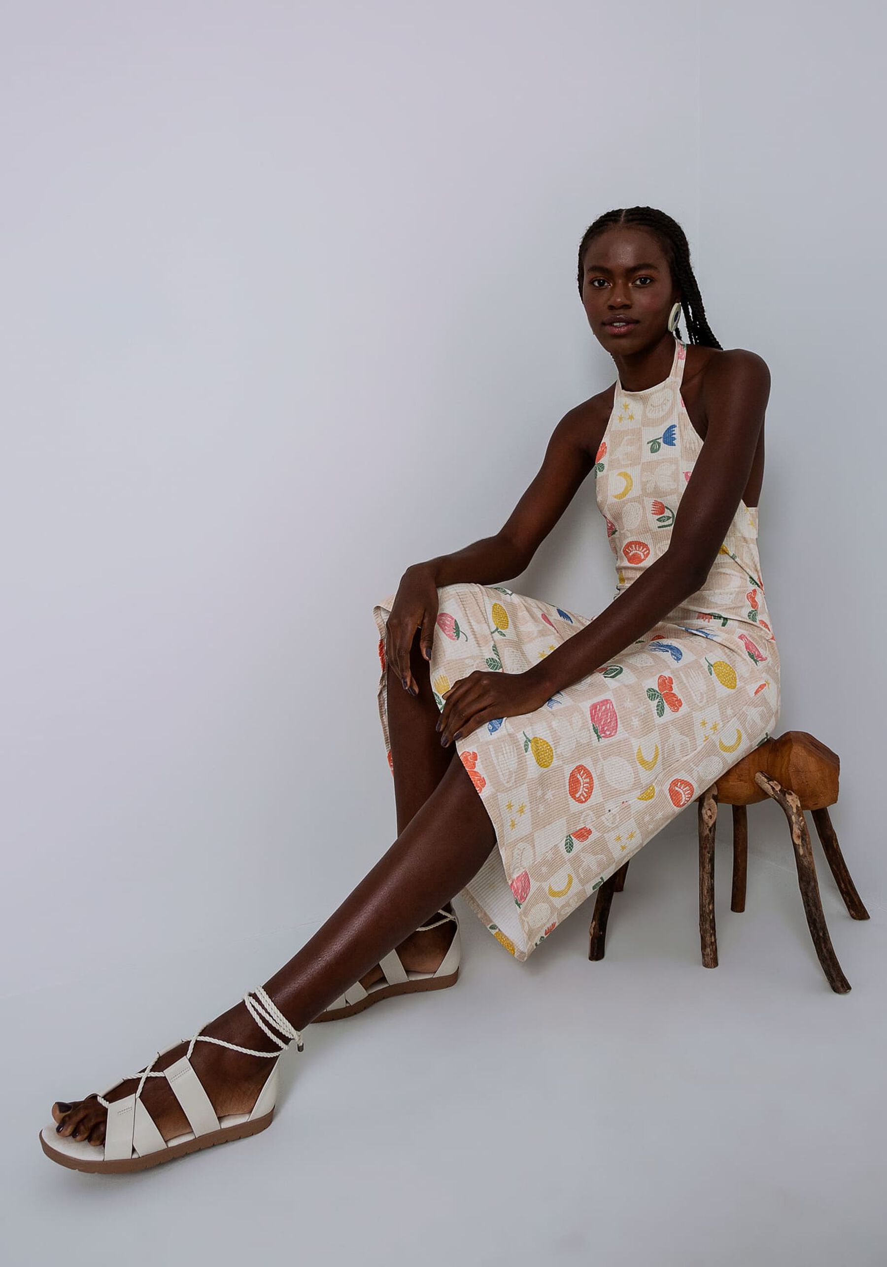 Vestido Frente Única Canelado Midi, AZULEJOS. Vestido Frente Única Canelado Midi, AZULEJOS, large.