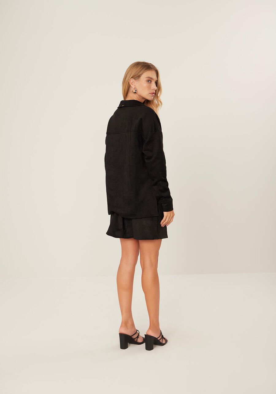 Casaco Boyfriend Em Malha Suede Com Botões Frontais, . Casaco Boyfriend Em Malha Suede Com Botões Frontais, , large.