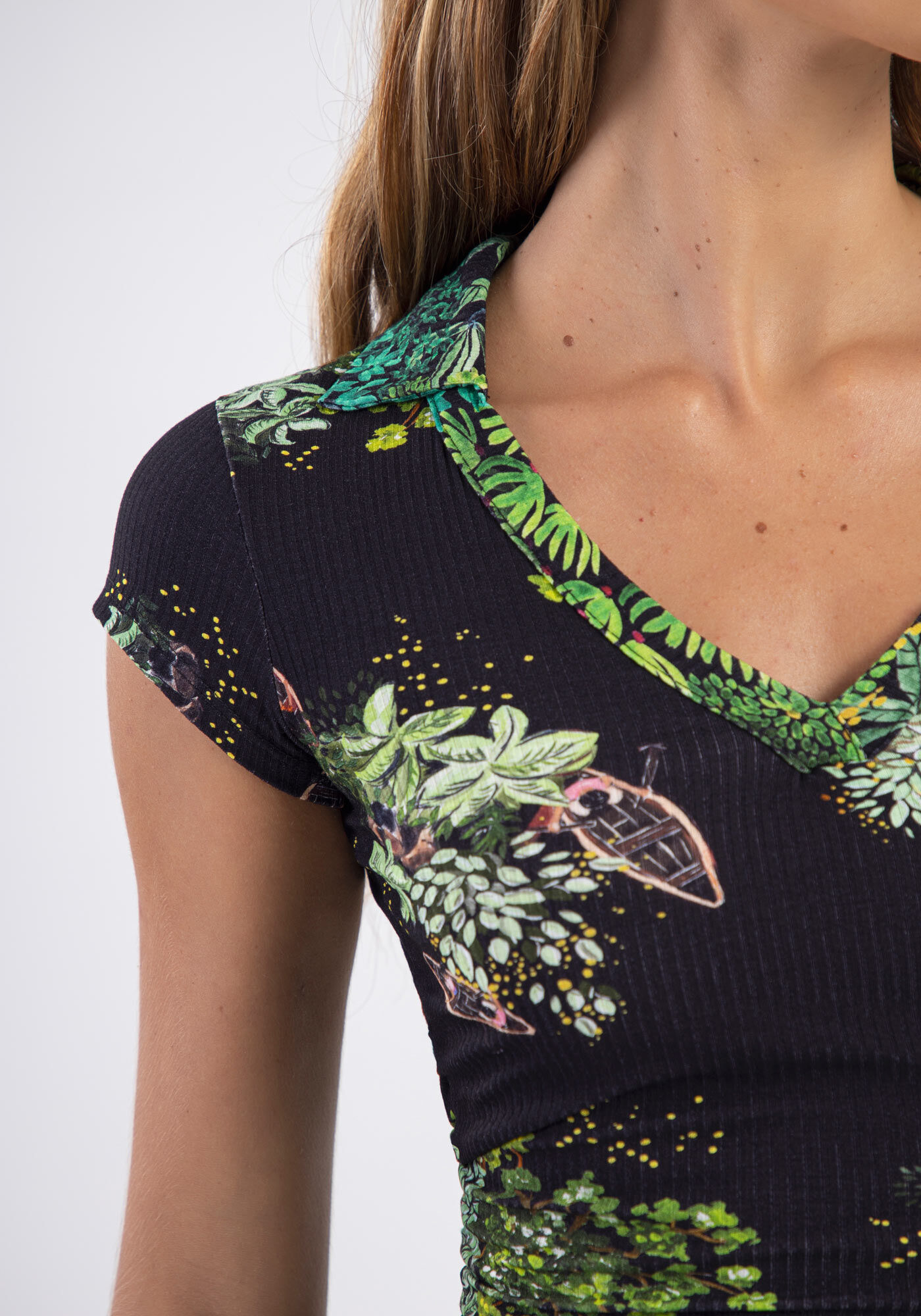 Blusa Polo Canelada Estampada, IGARAPE, large.