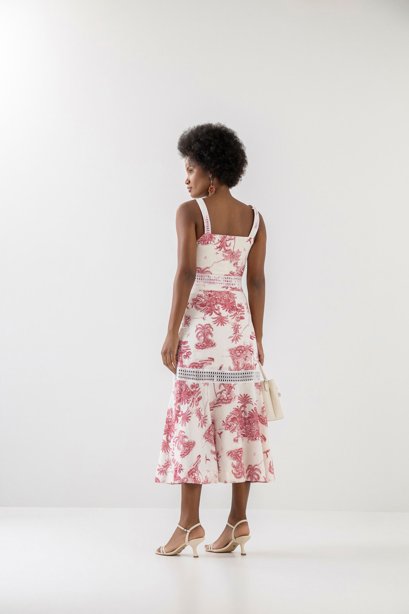 Blusa Cropped Estampada em Linho com Renda, , large.