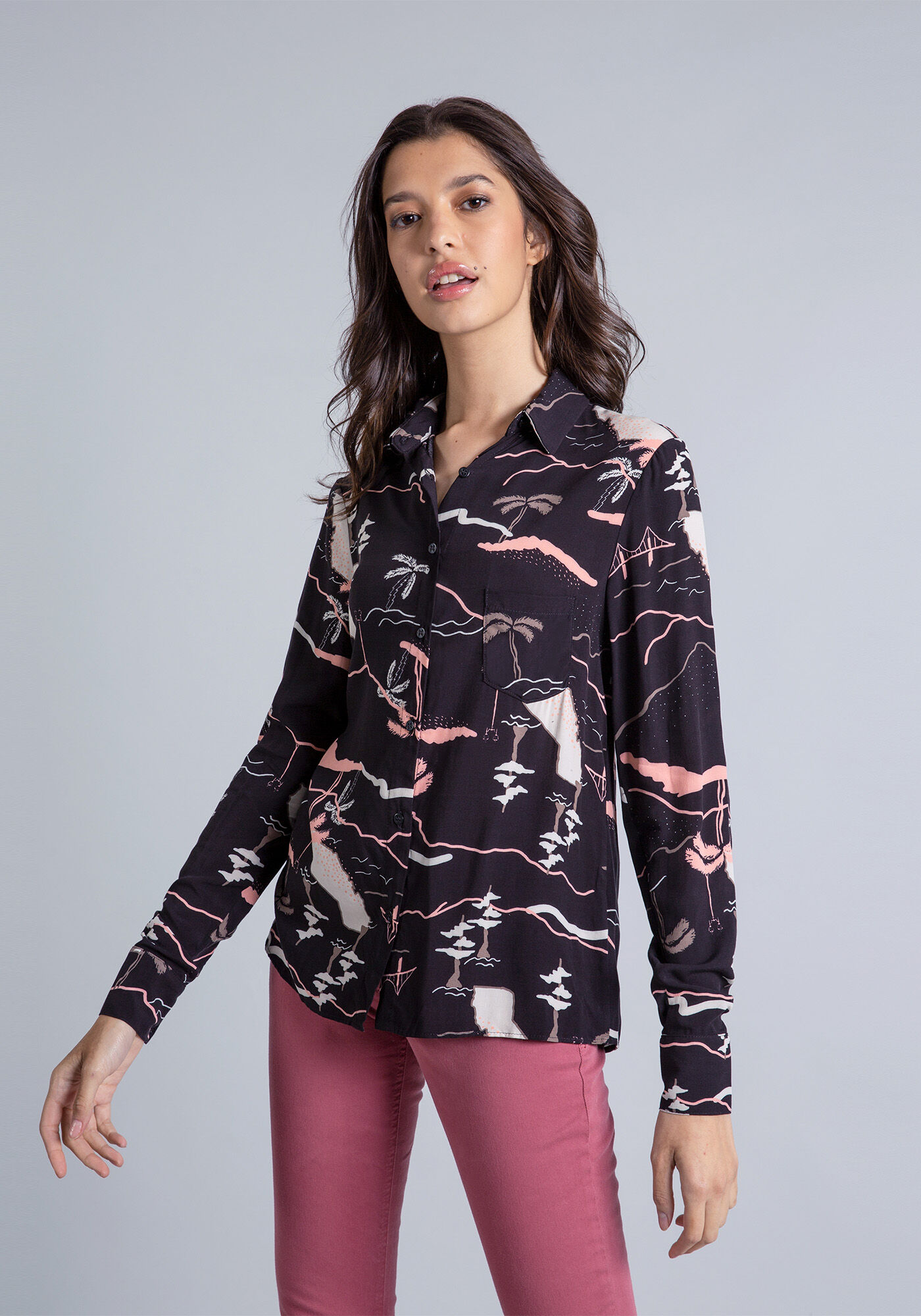 Camisa Manga Longa Estampa, , large.