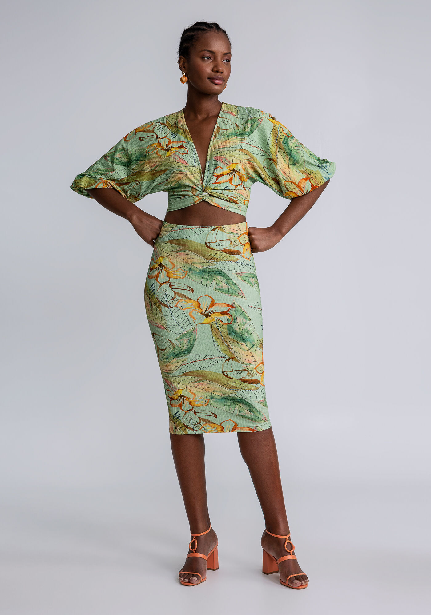 Blusa Cropped Manga 3/4 Transpassada, , large.