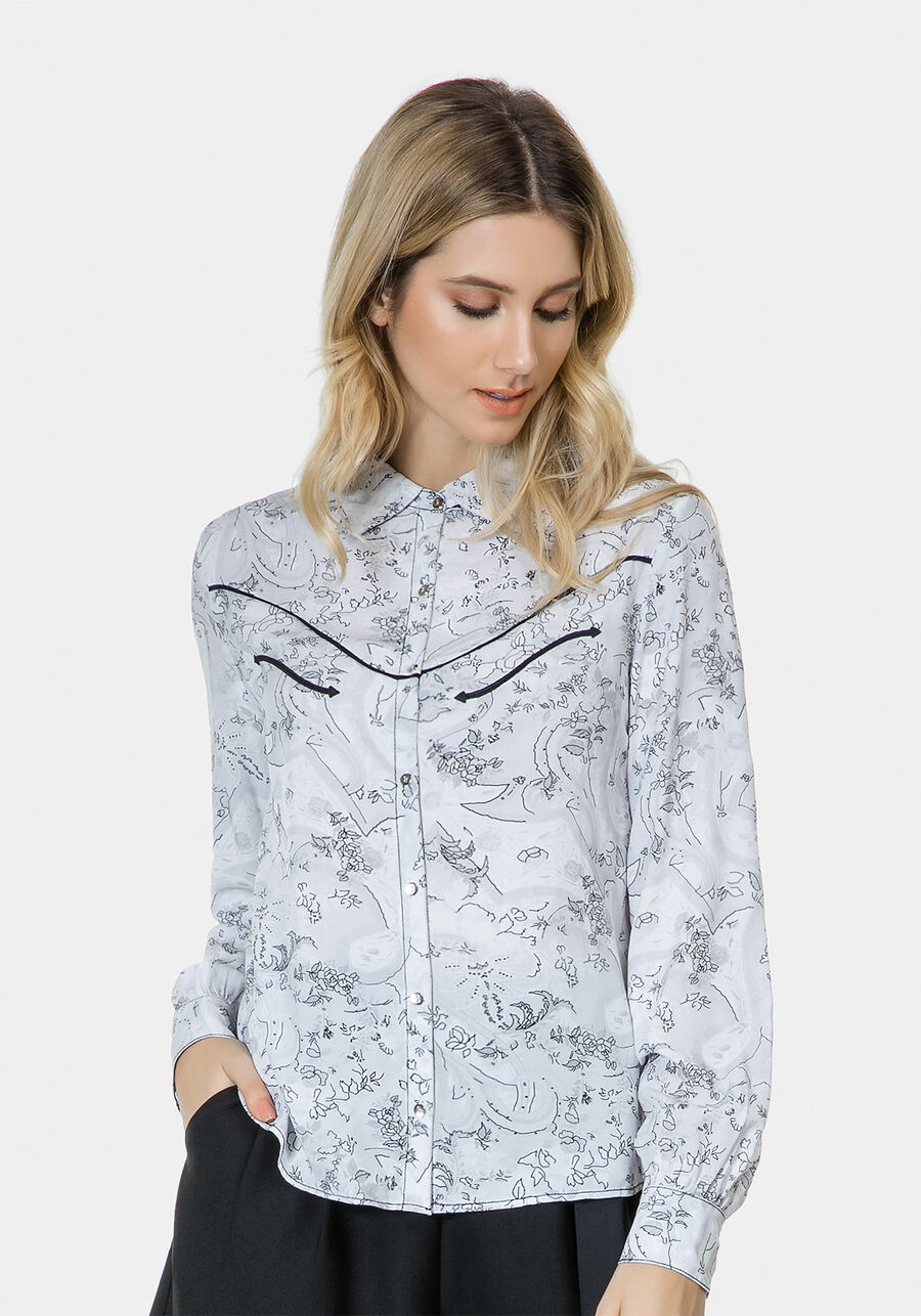 Camisa Manga Longa Bordado Tecido, . Camisa Manga Longa Bordado Tecido, , large.