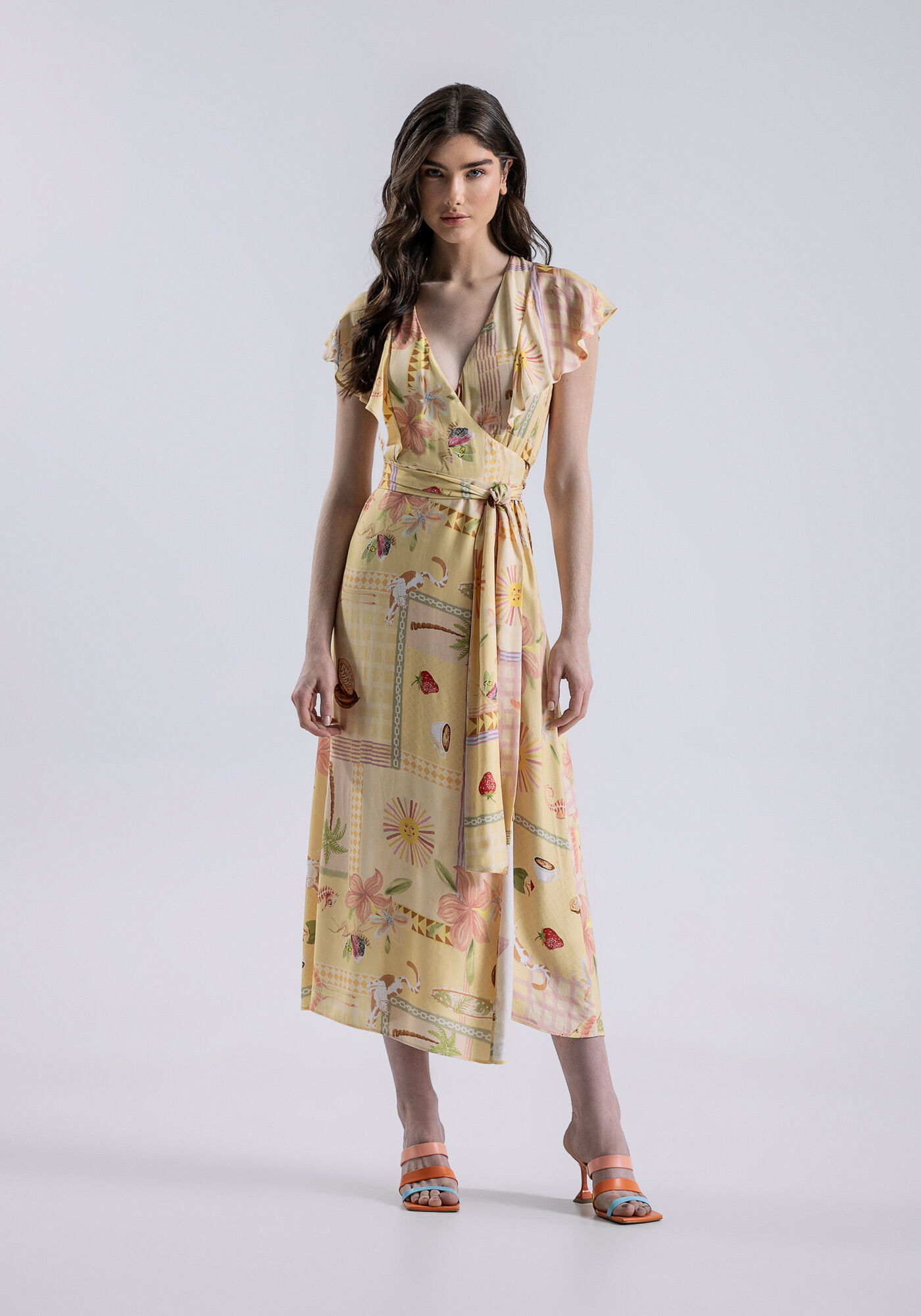 Vestido Midi em Viscose Transpassado, PITUBA, large.