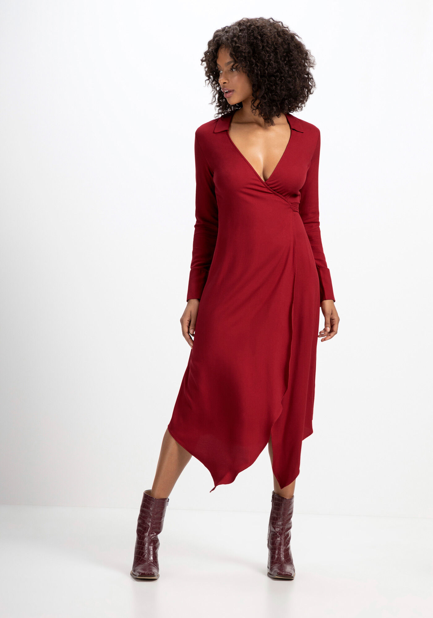 Vestido midi de manga outlet longa