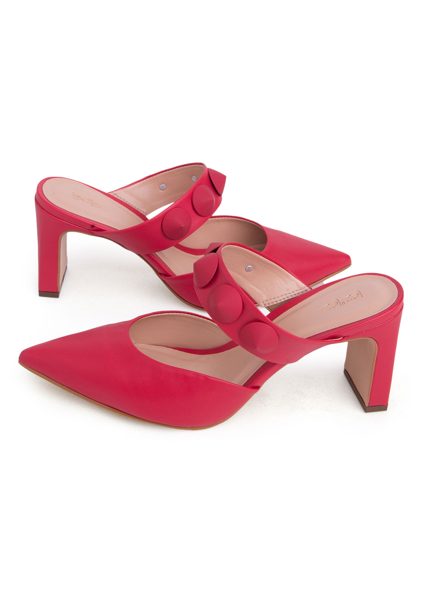 Sand&aacute;lia Mule com Bico Fino e Tachas, VERMELHO SKETCH, large.