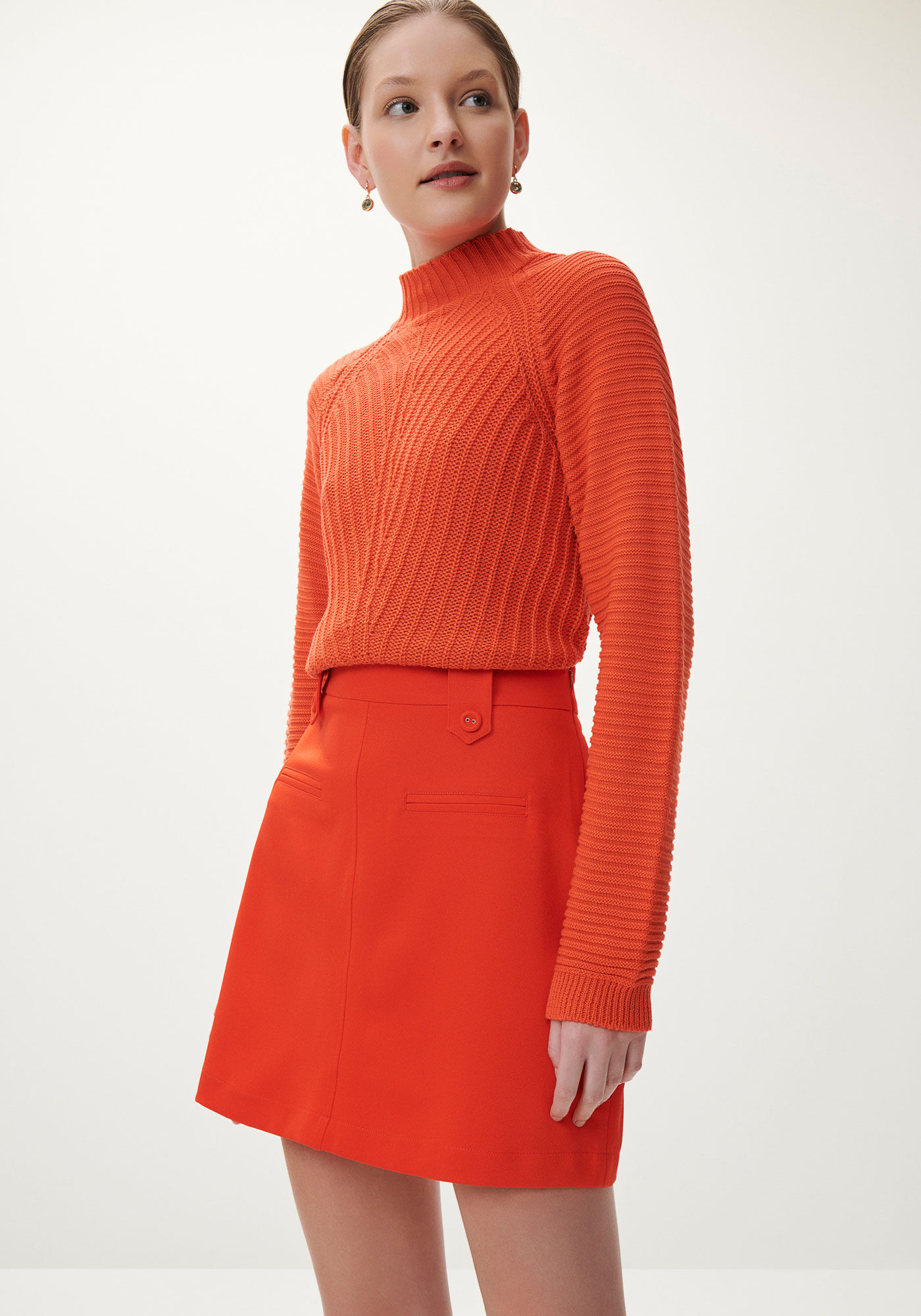 Saia Curta Cintura Alta Alfaiataria, , large.