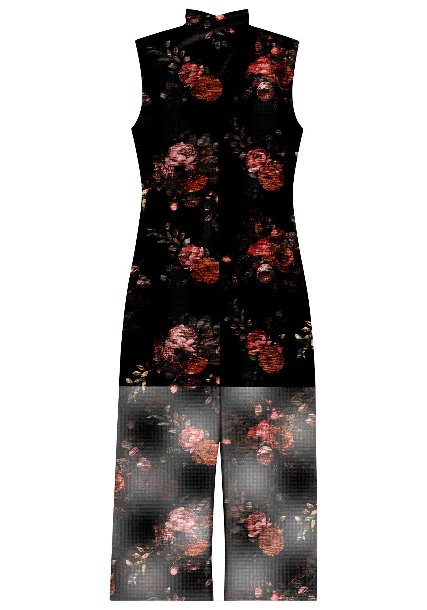 Vestido Midi em Tule Estampado com Gola Alta, , large.