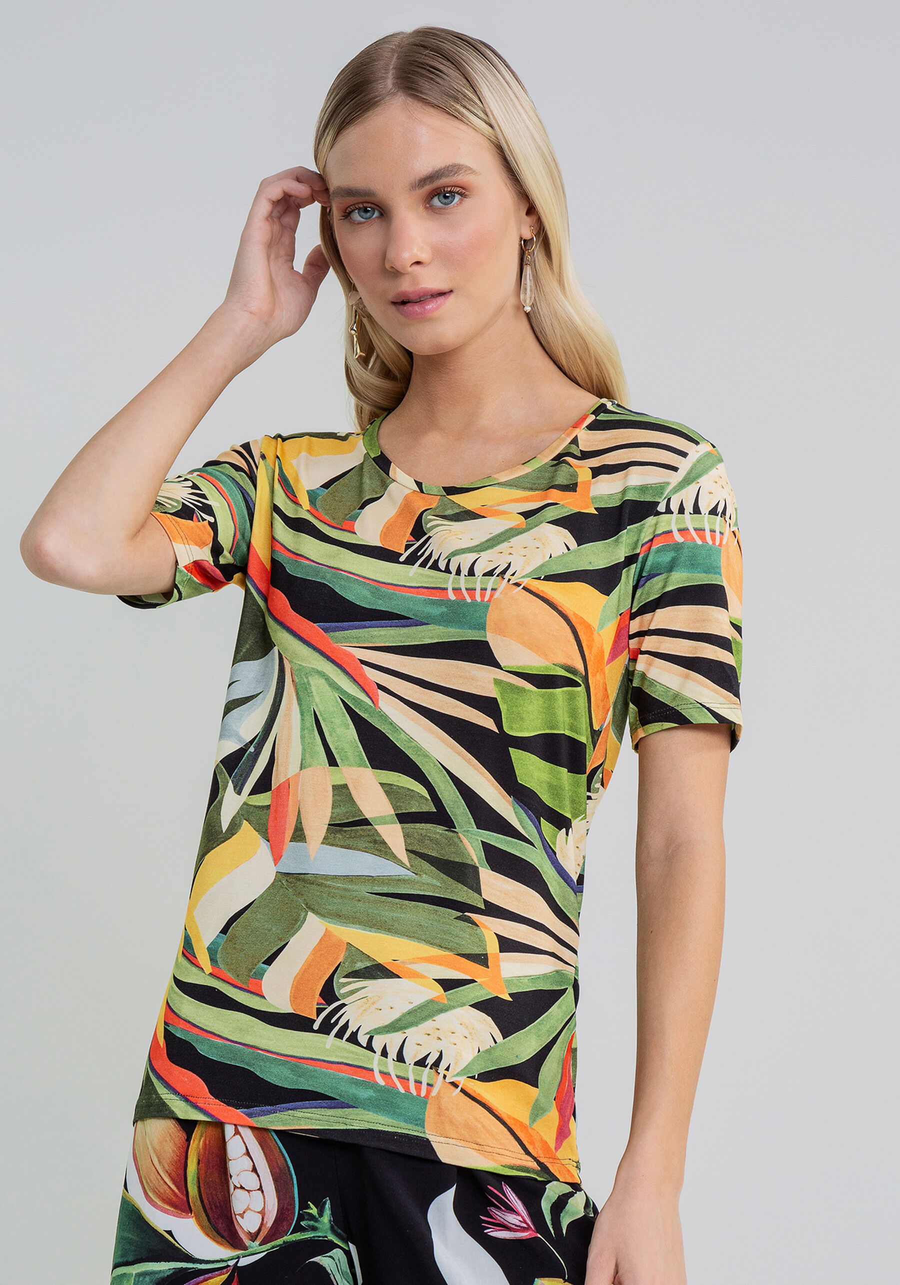 Blusa Manga Curta Estampa, . Blusa Manga Curta Estampa, , large.