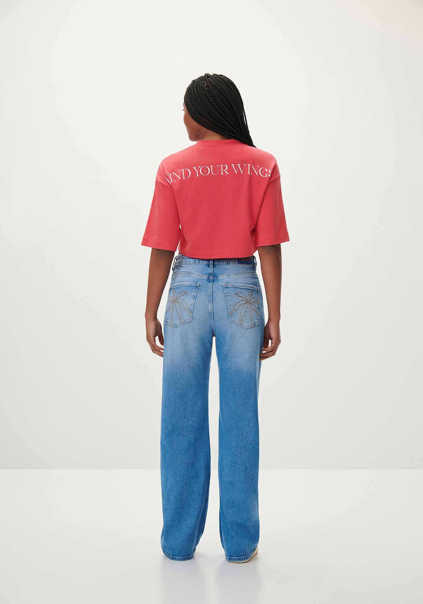 T-shirt Cropped Oversized com Gola, ROSA CARACAS, large.