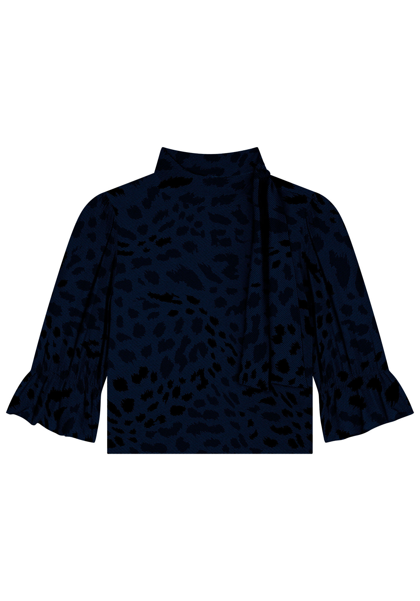 Blusa Manga 3/4 em Viscose com Amarra&ccedil;&atilde;o Gola, , large.