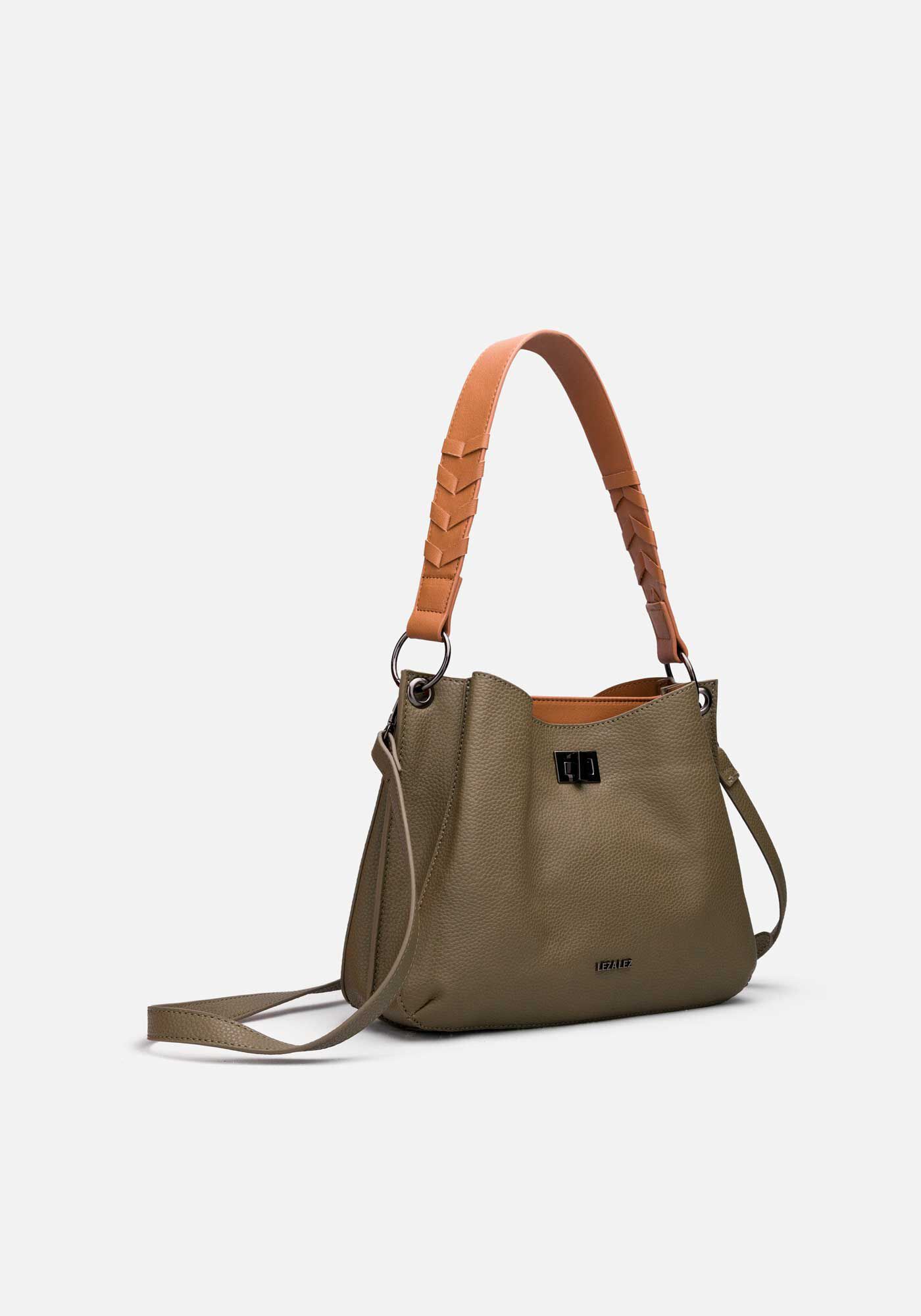 Bolsa M&eacute;dia Com Al&ccedil;a Tran&ccedil;ada E Enfeite Metalizado, , large.