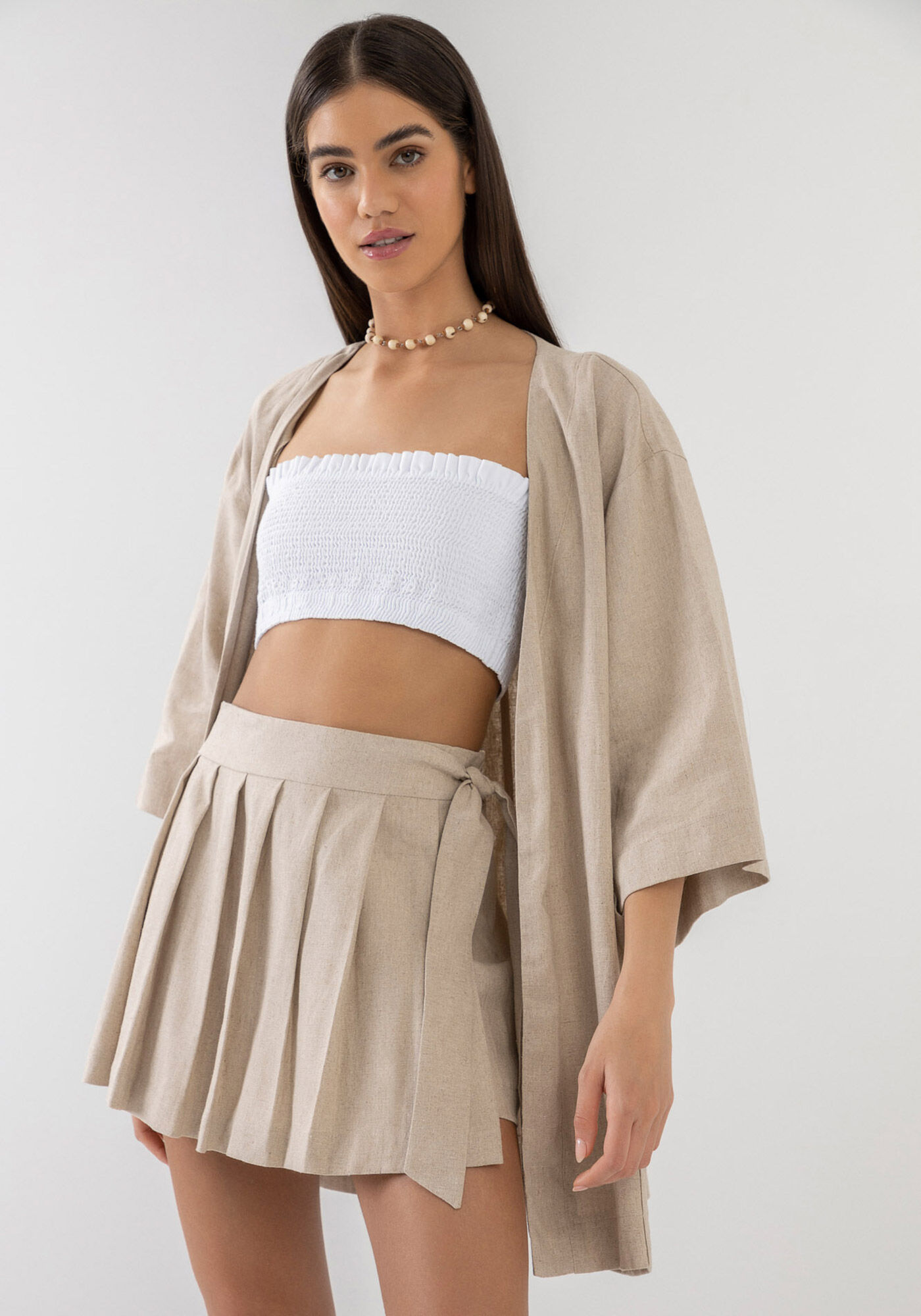 Shorts-Saia em Linho com Pregas, , large.