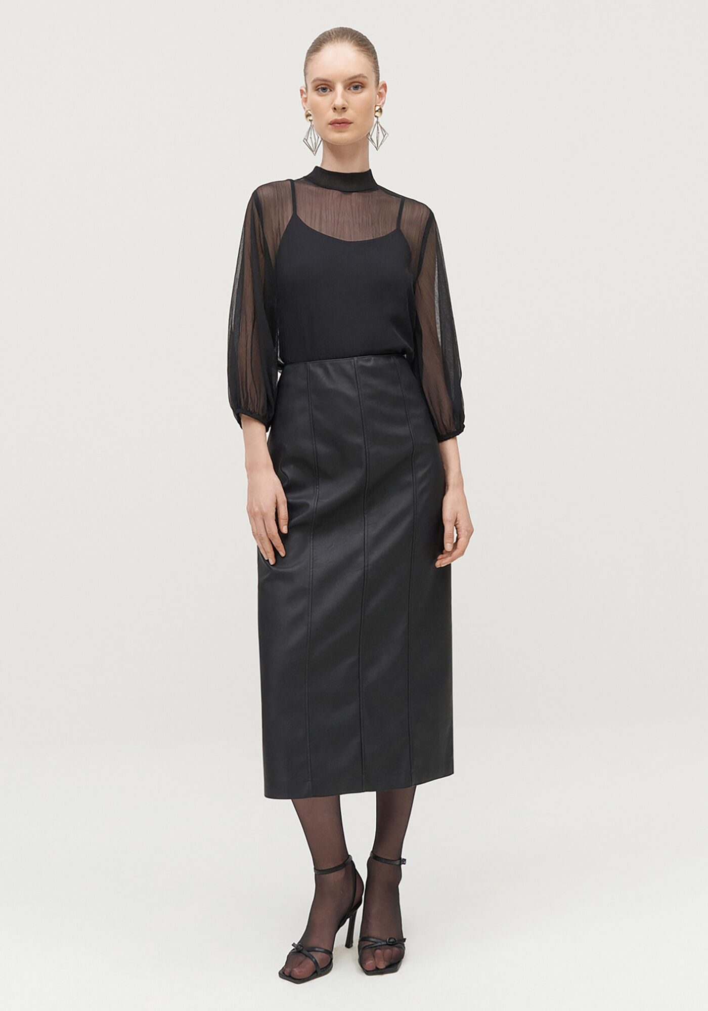 Blusa Manga Bufante com transparente, PRETO REATIVO, large.