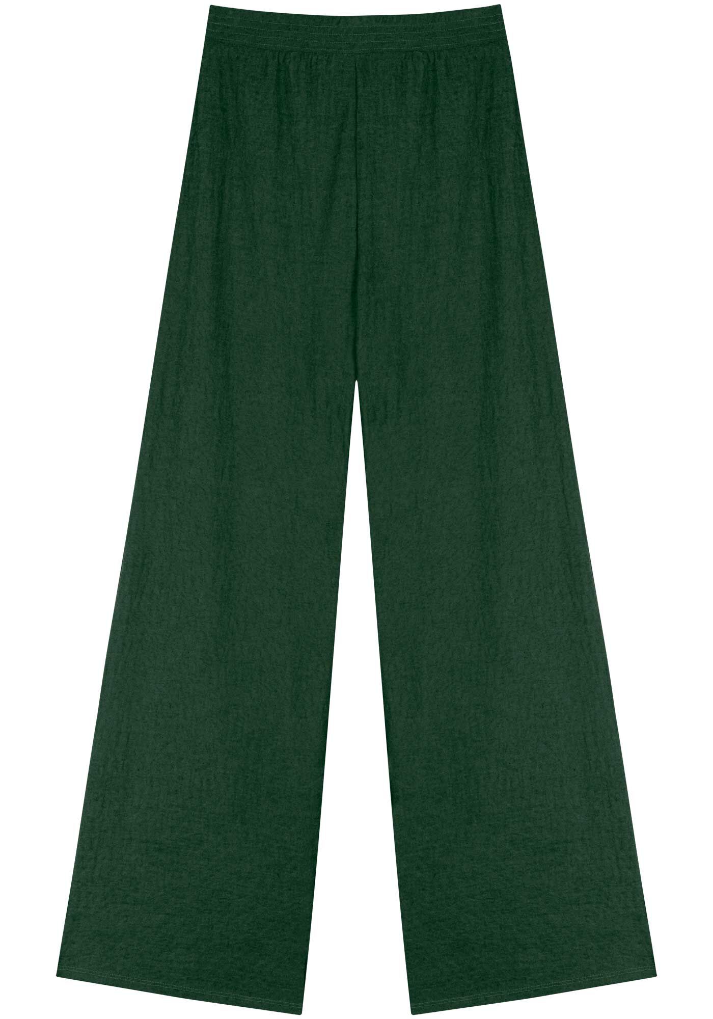 Cal&ccedil;a Pantalona De Cintura Alta Em Malha R&uacute;stica, VERDE COOPER, large.