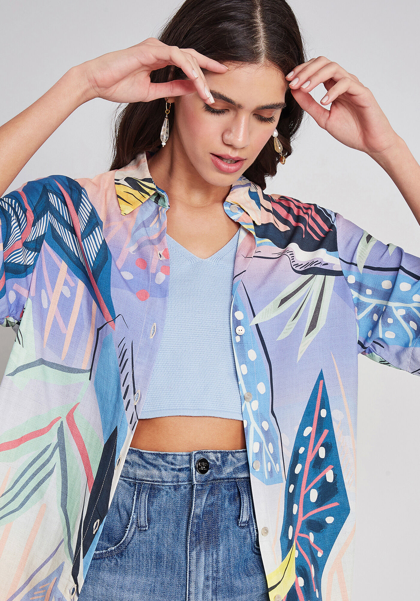 Camisa Manga Curta Ampla Estampa, TUCANO, large.