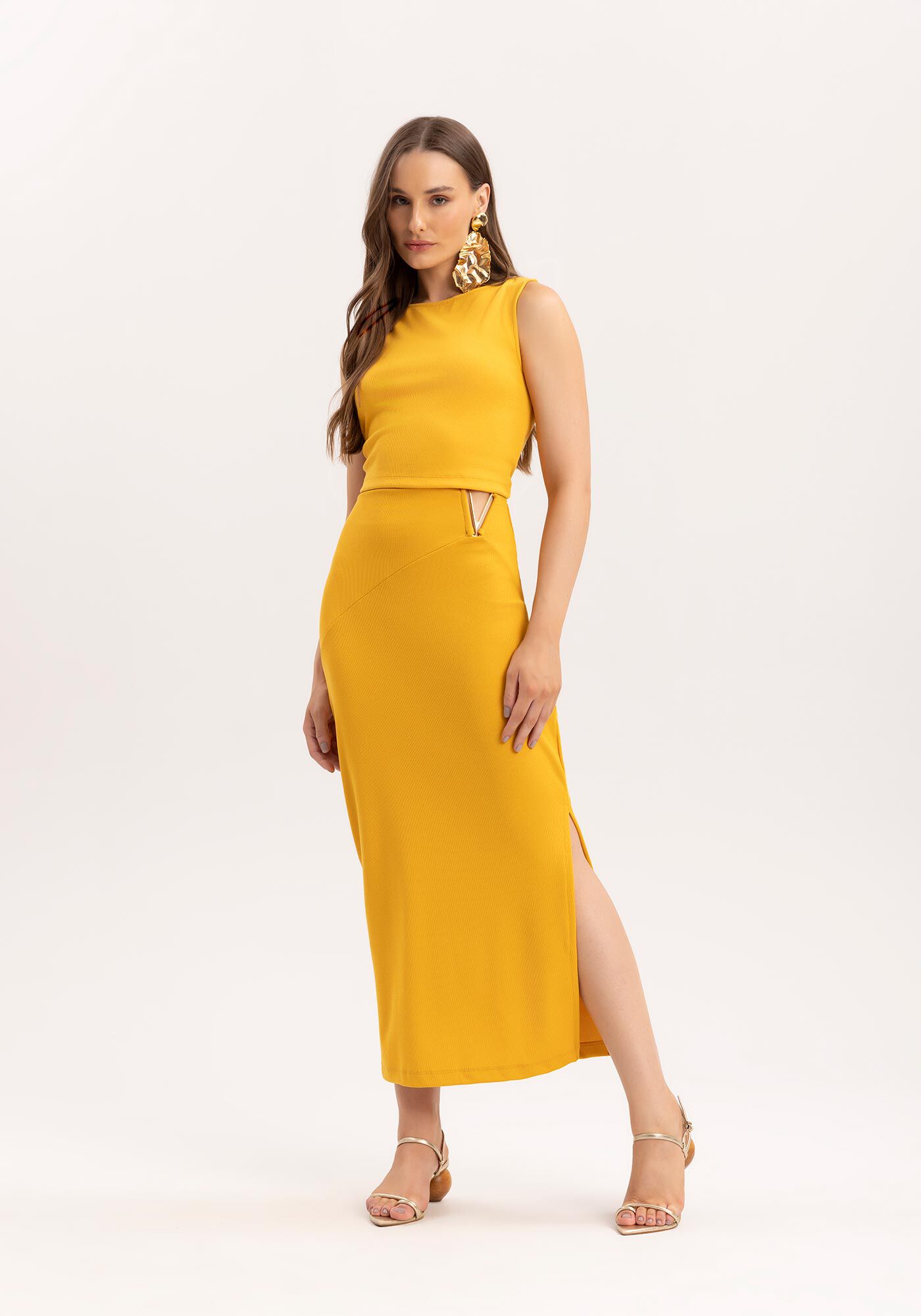 Regata Cropped Canelada Minimal com Decote Redondo, , large.