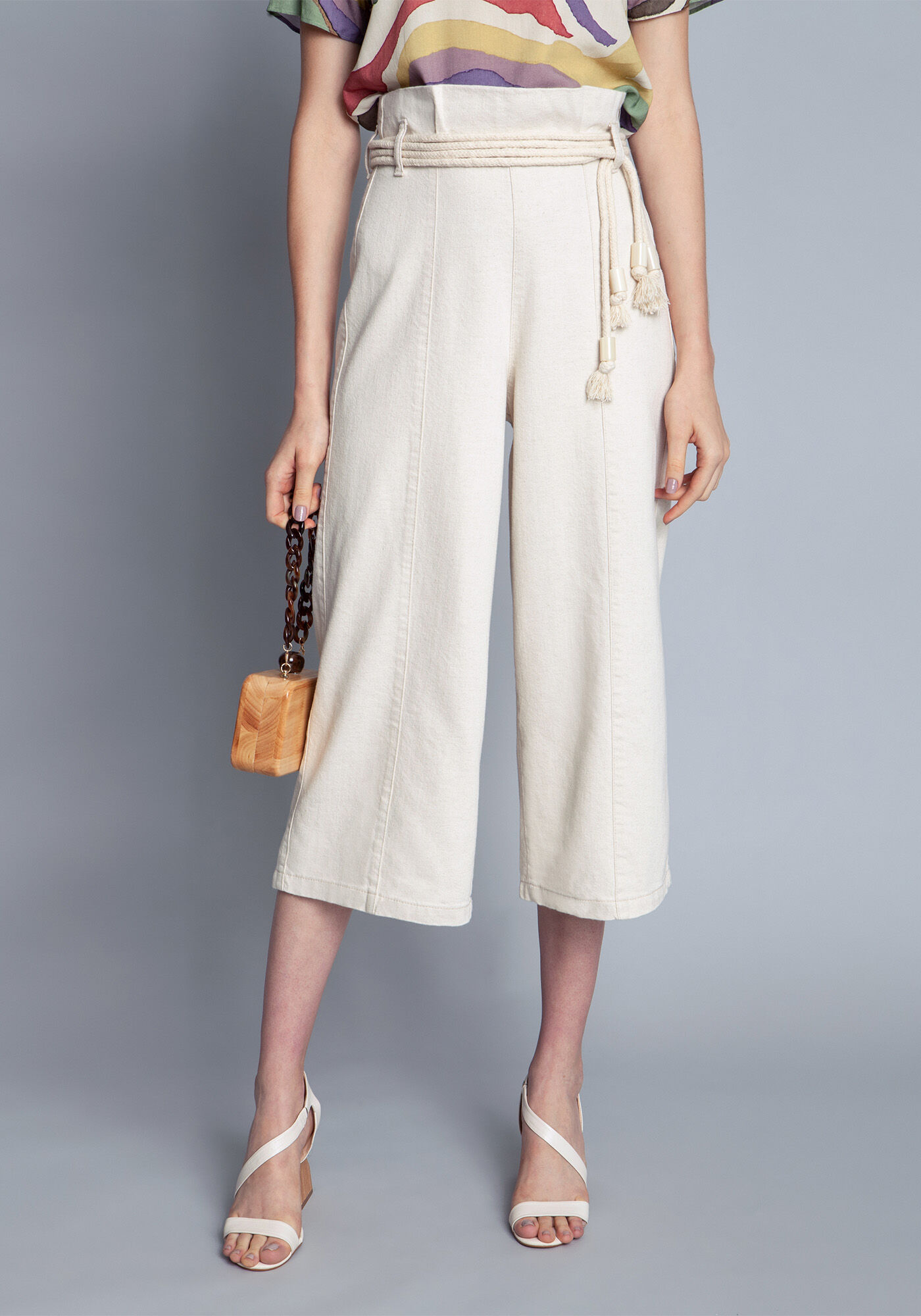 Cal&ccedil;a Sarja Pantacourt, BRANCO OFF WHITE, large.