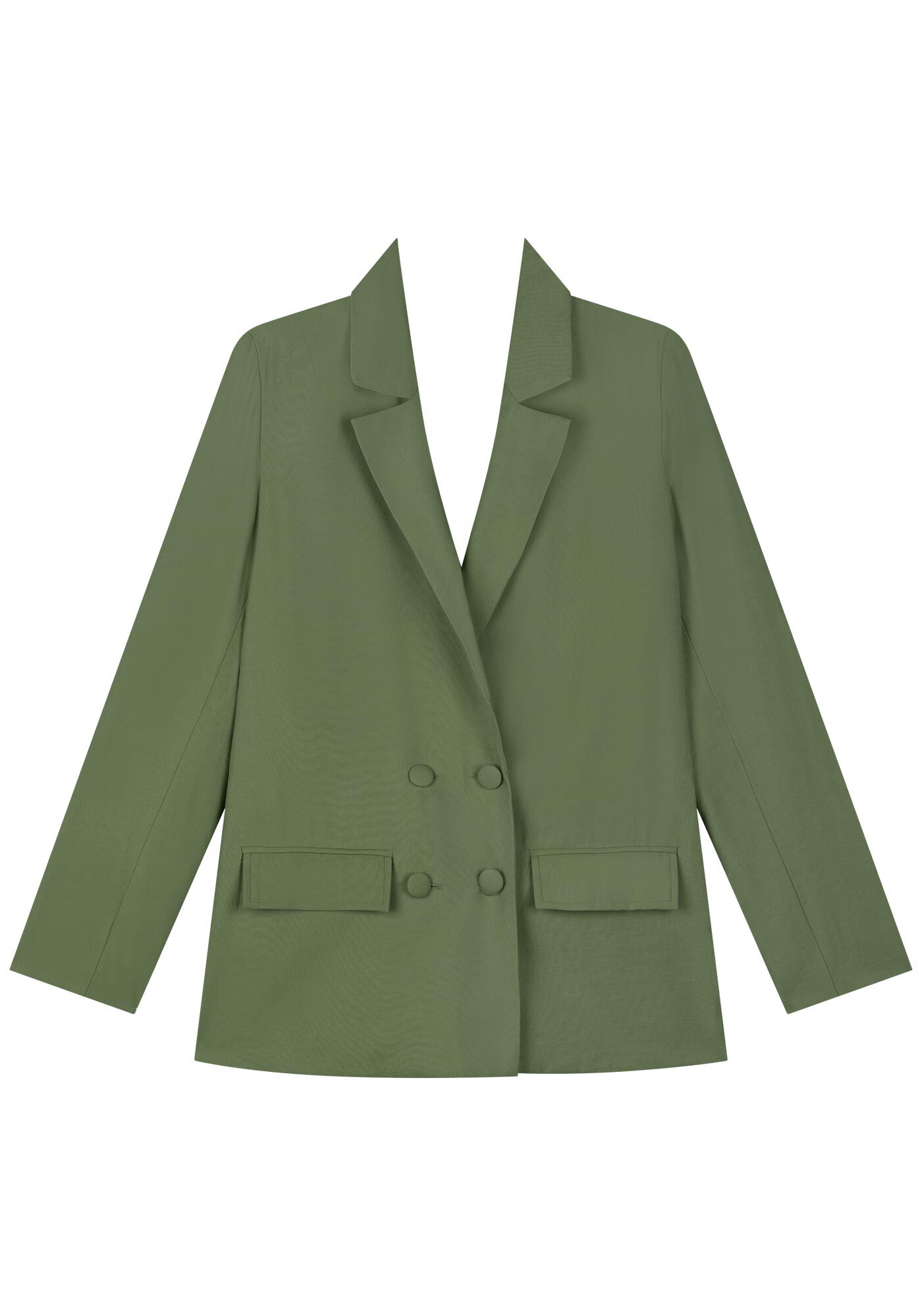 Blazer De Mangas Longas Com Lapelas E Bot&otilde;es Forrados, VERDE AGENA, large.