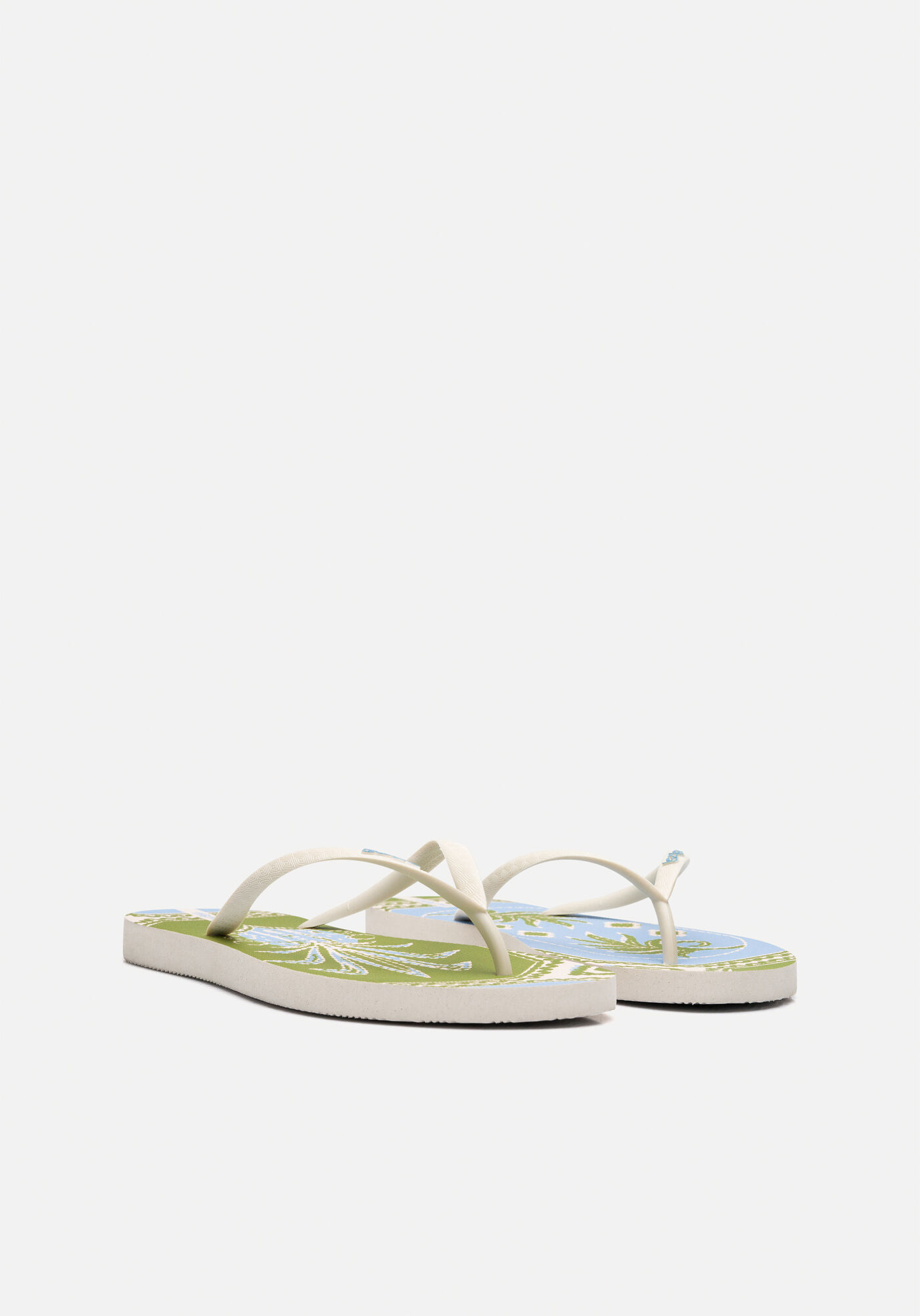 Chinelo Com Tiras Finas Estampado, MAXI GRAVURA AZUL, large.