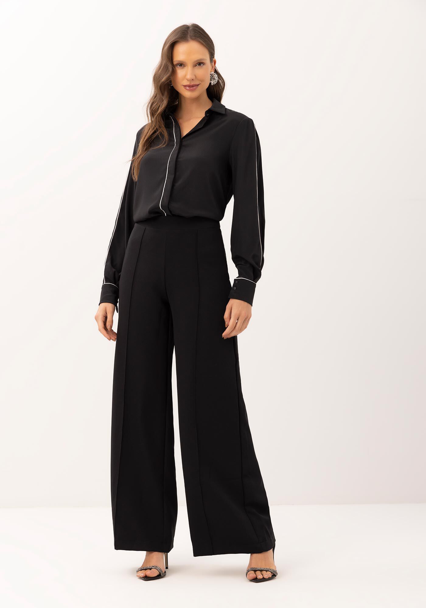 Cal&ccedil;a Reta Alfaiataria com Nervuras, , large.