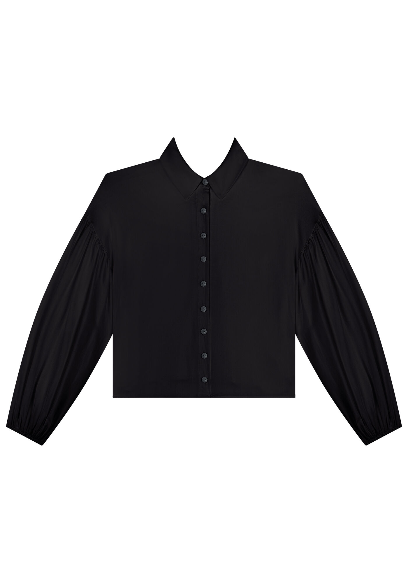 Camisa em Viscose com Manga Longa Bufante, , large.