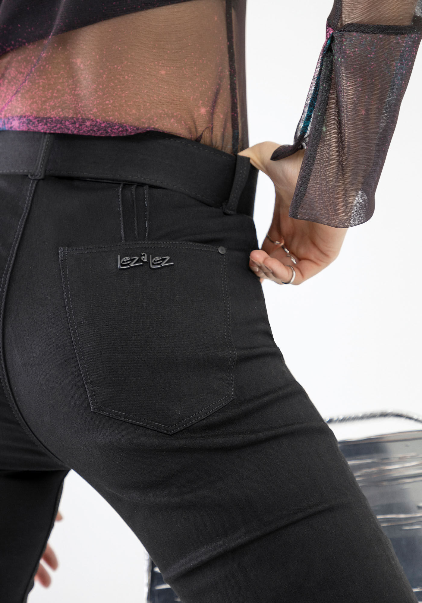 Cal&ccedil;a Jeans Jegging Ever Black com Cinto, PRETO REATIVO, large.