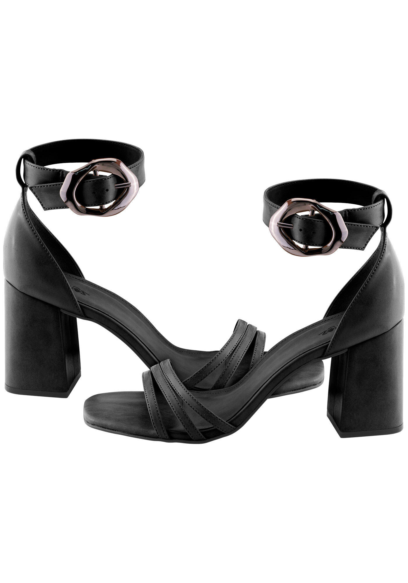 Sand&aacute;lia Salto M&eacute;dio Bloco com Detalhe Fivela, , large.