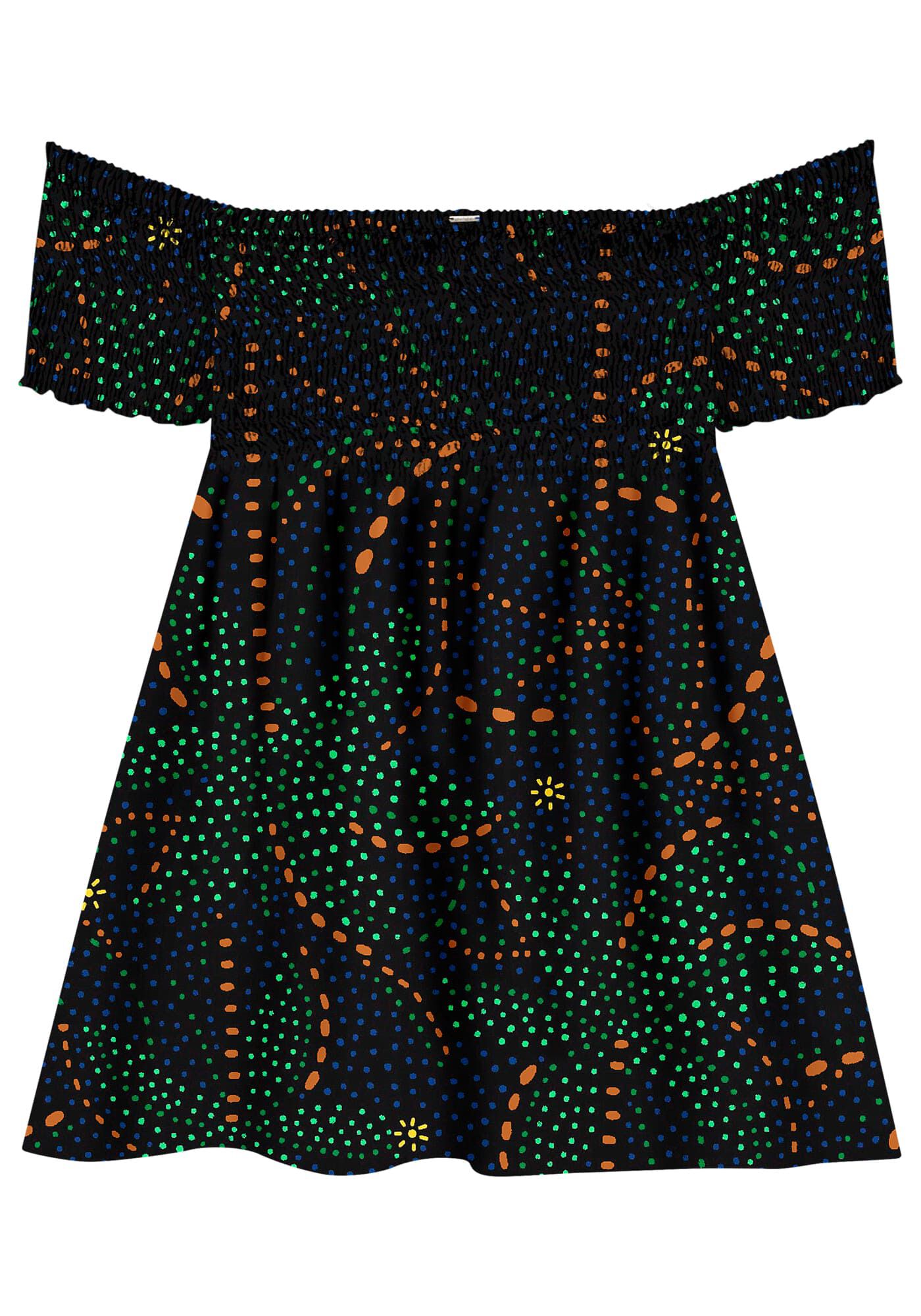 Vestido Curto em Viscose Ombro a Ombro, , large.