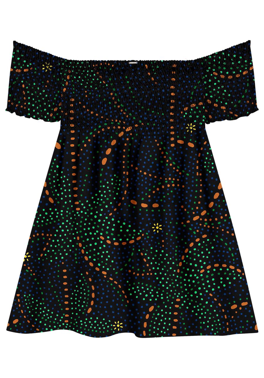 Vestido Curto em Viscose Ombro a Ombro, . Vestido Curto em Viscose Ombro a Ombro, , large.