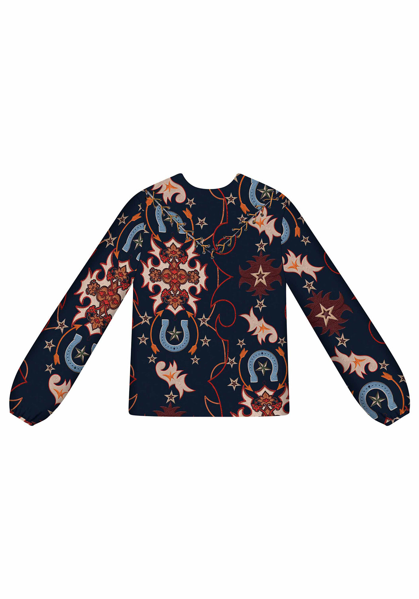 Blusa Manga Longa Estampada Tecido, , large.