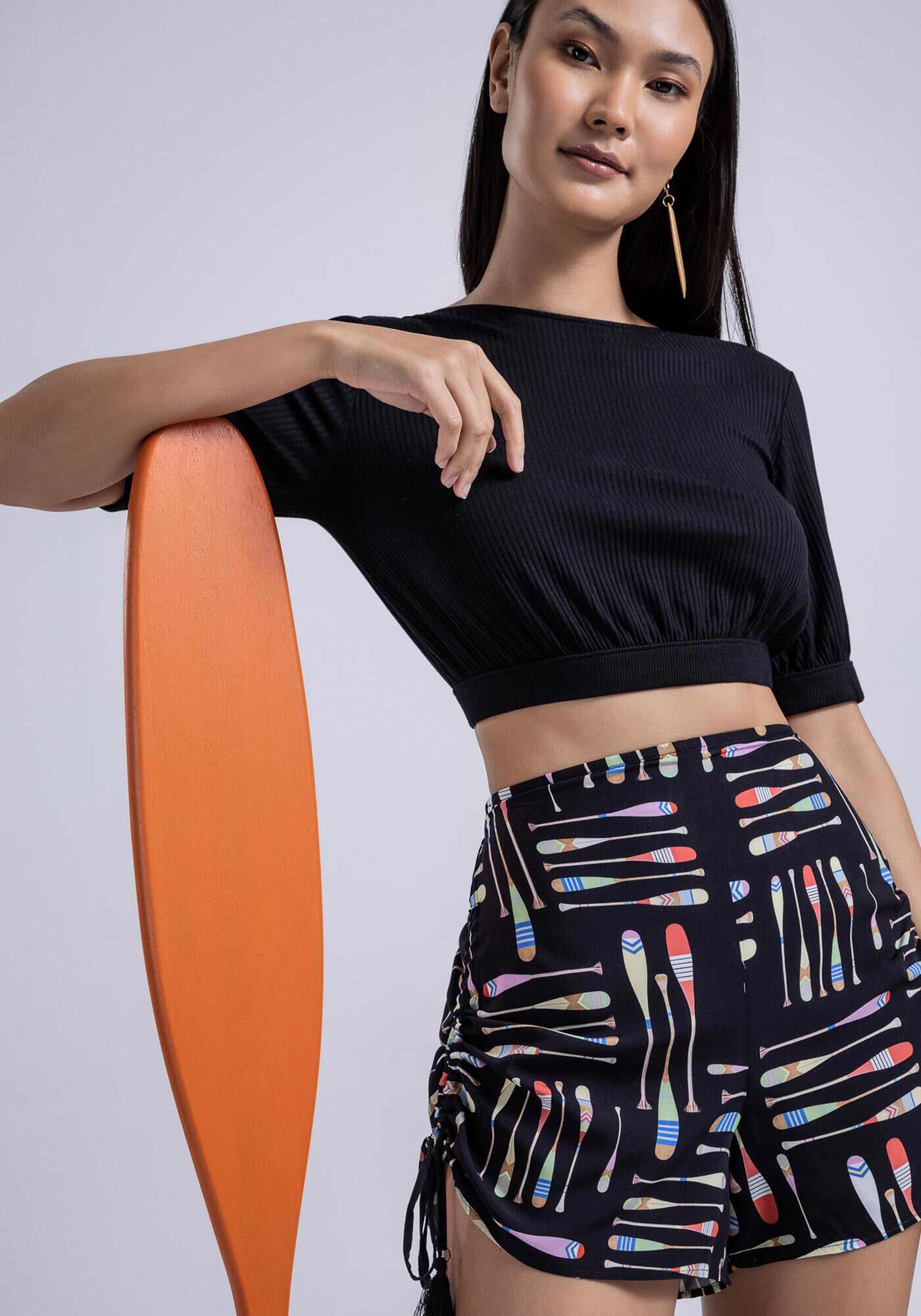 Blusa Cropped Canelada com Recorte Costas, , large.