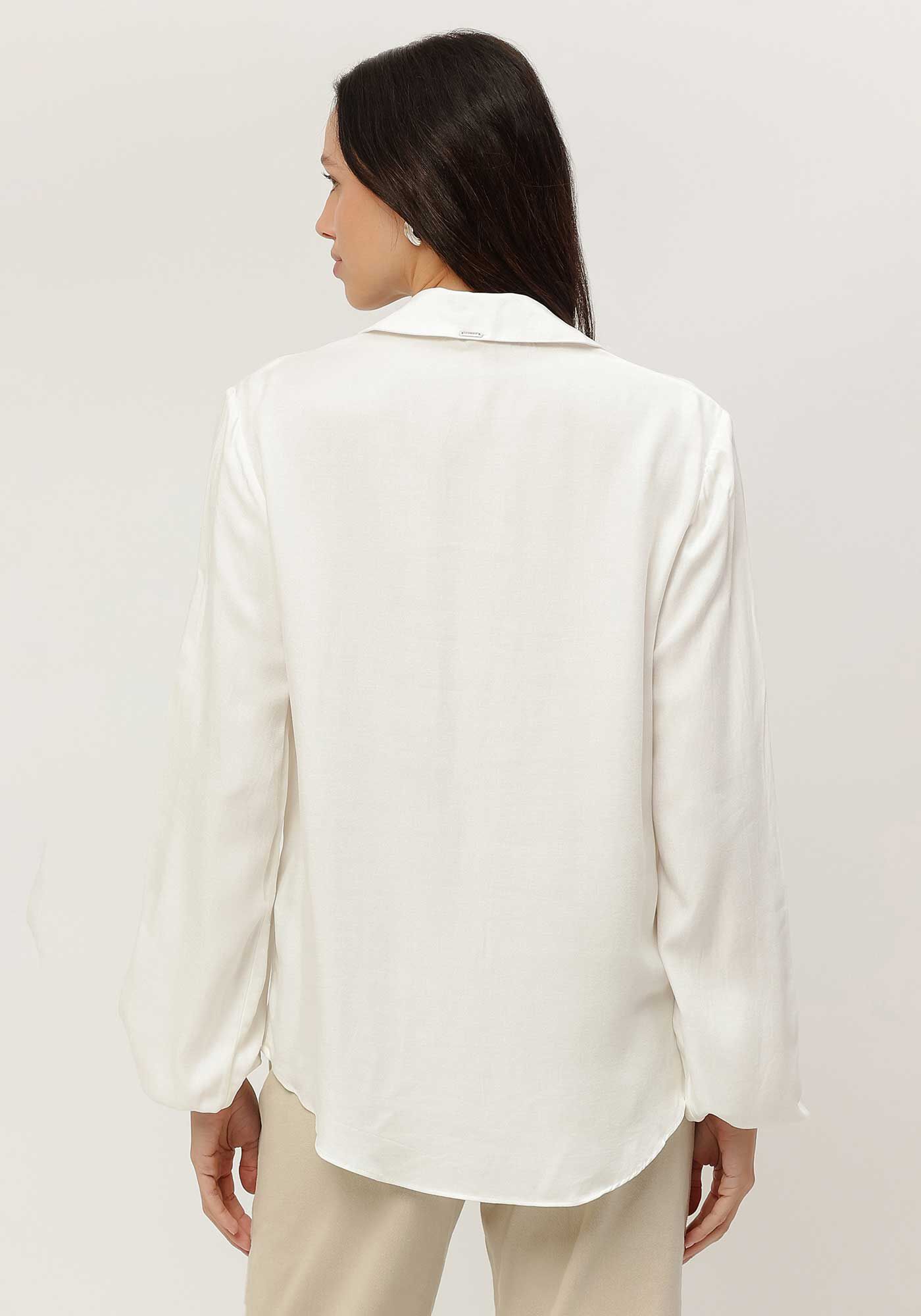 Camisa Manga Longa Bufante em Crepe, , large.