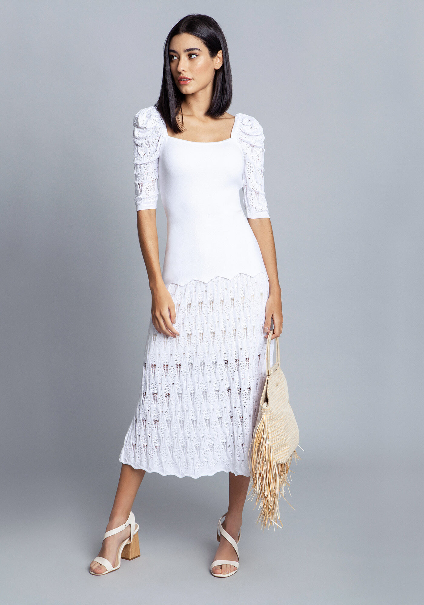 Saia Midi Tric&ocirc;, BRANCO OFF WHITE, large.
