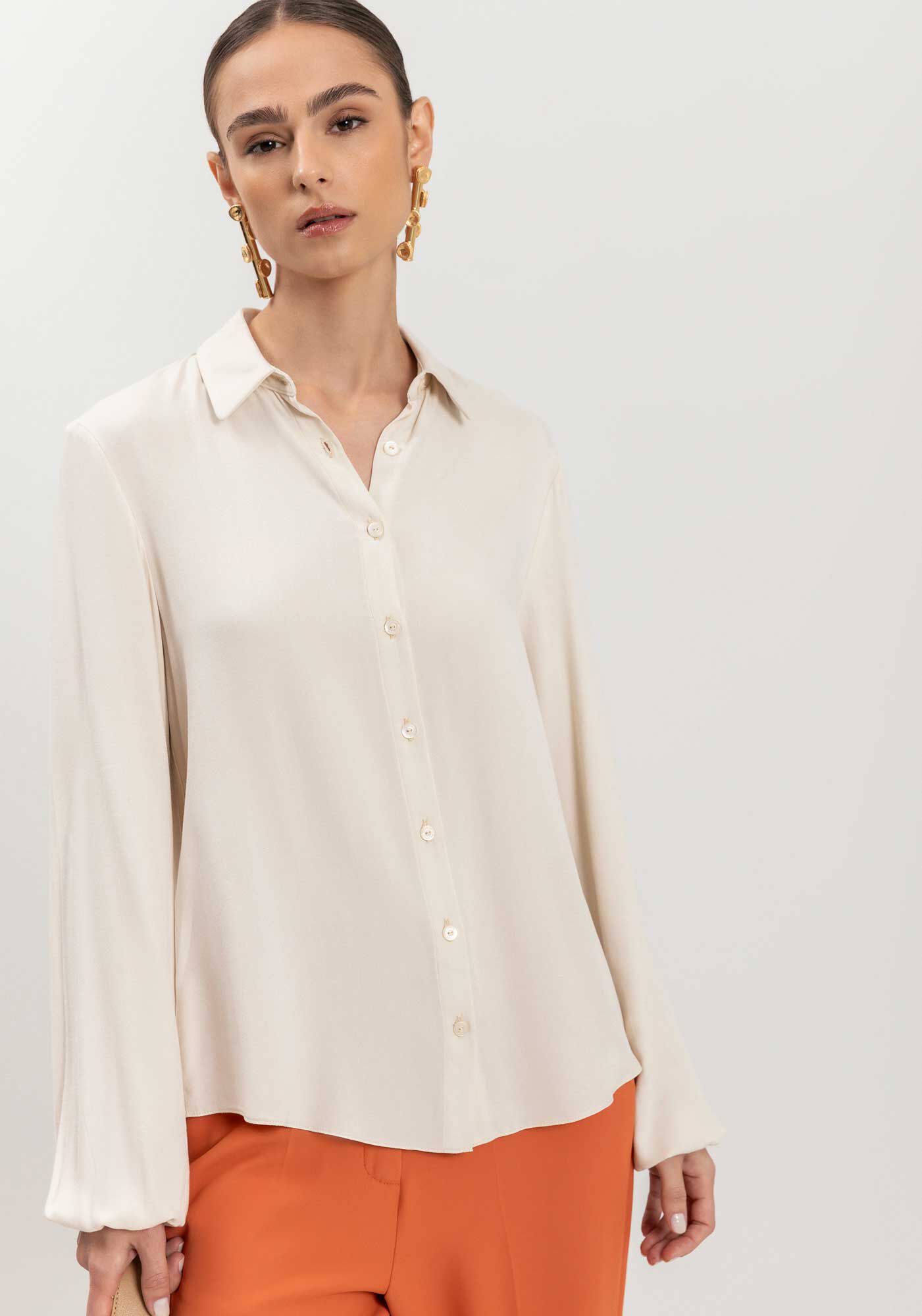 Camisa de Manga Longa Com Gola E Bot&otilde;es, , large.