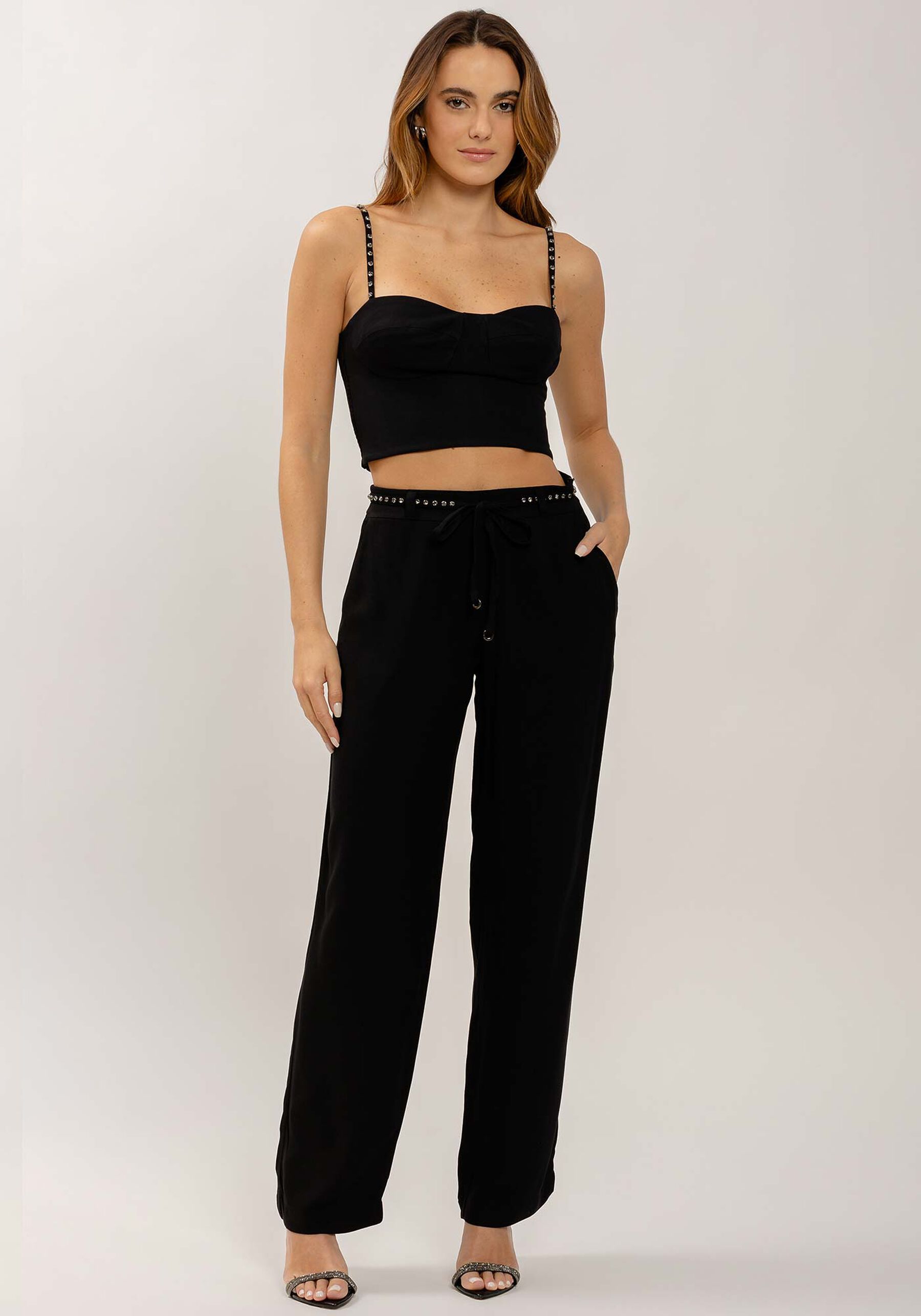 Blusa Cropped em Viscose com Strass Alças, . Blusa Cropped em Viscose com Strass Alças, , large.