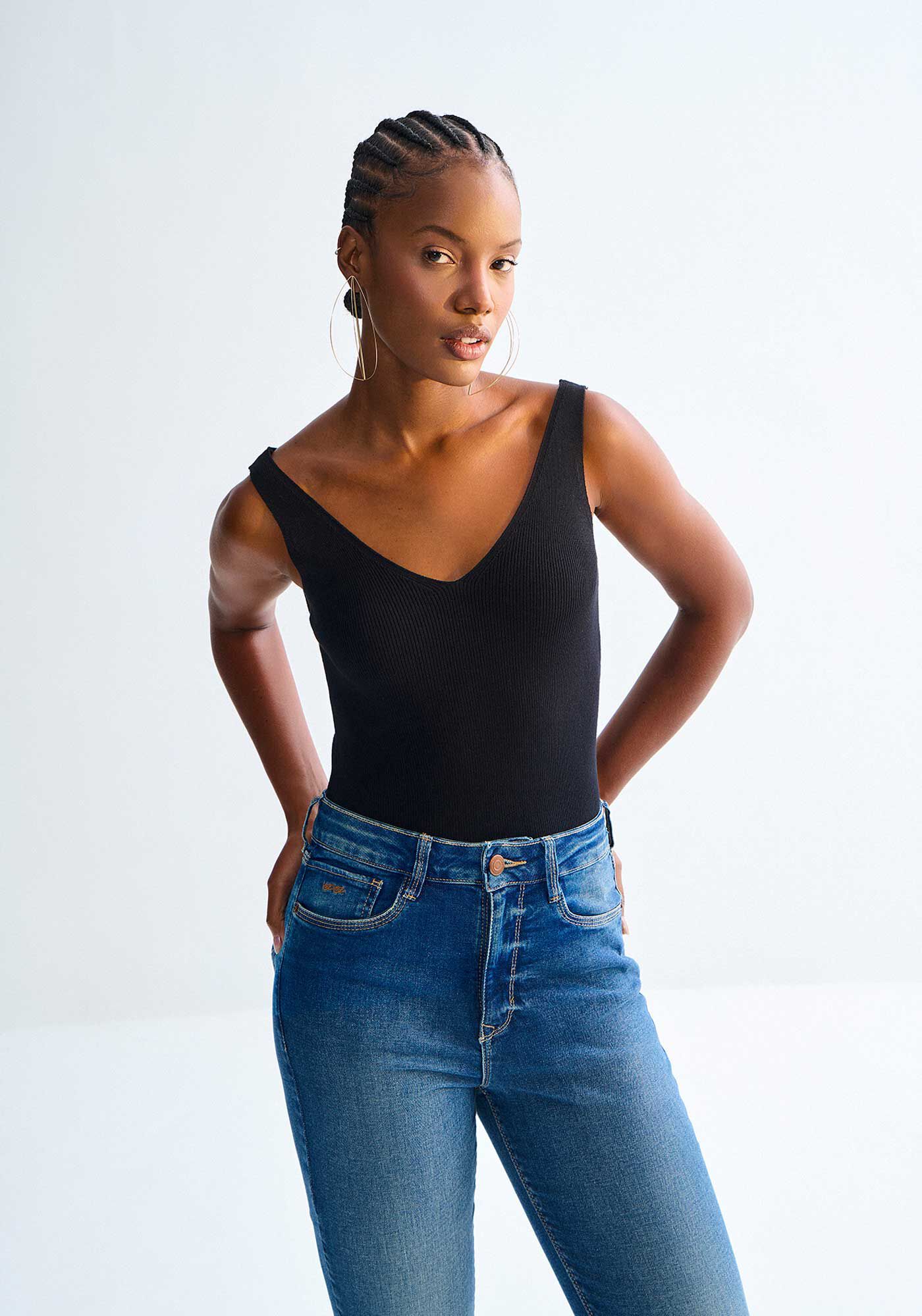 Regata em Tric&ocirc; com Decote V Basic, , large.