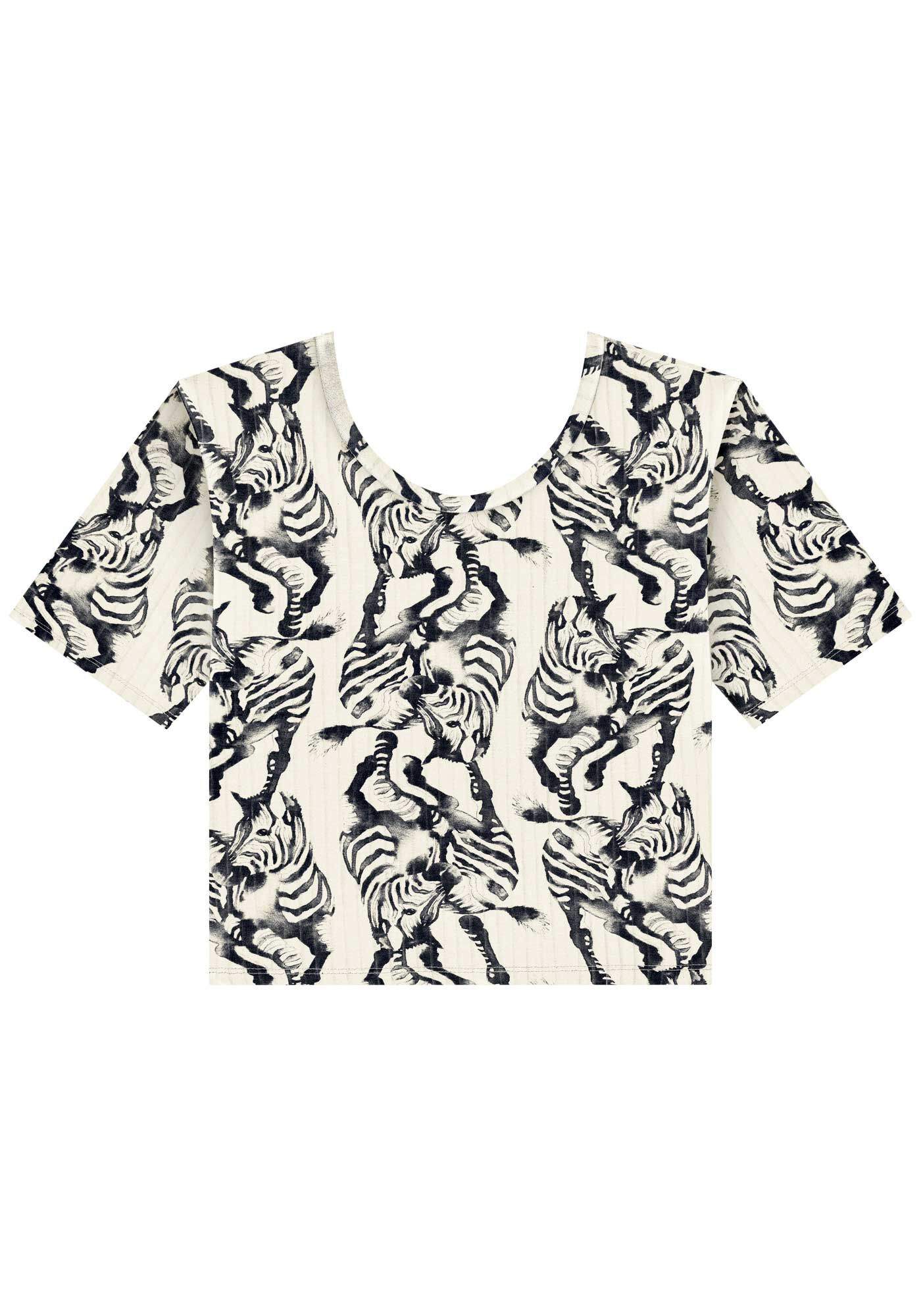 Blusa Curta Estampada Em Malha De Viscose Respons&aacute;vel, , large.