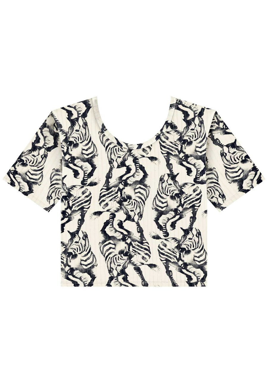 Blusa Curta Estampada Em Malha De Viscose Responsável, . Blusa Curta Estampada Em Malha De Viscose Responsável, , large.