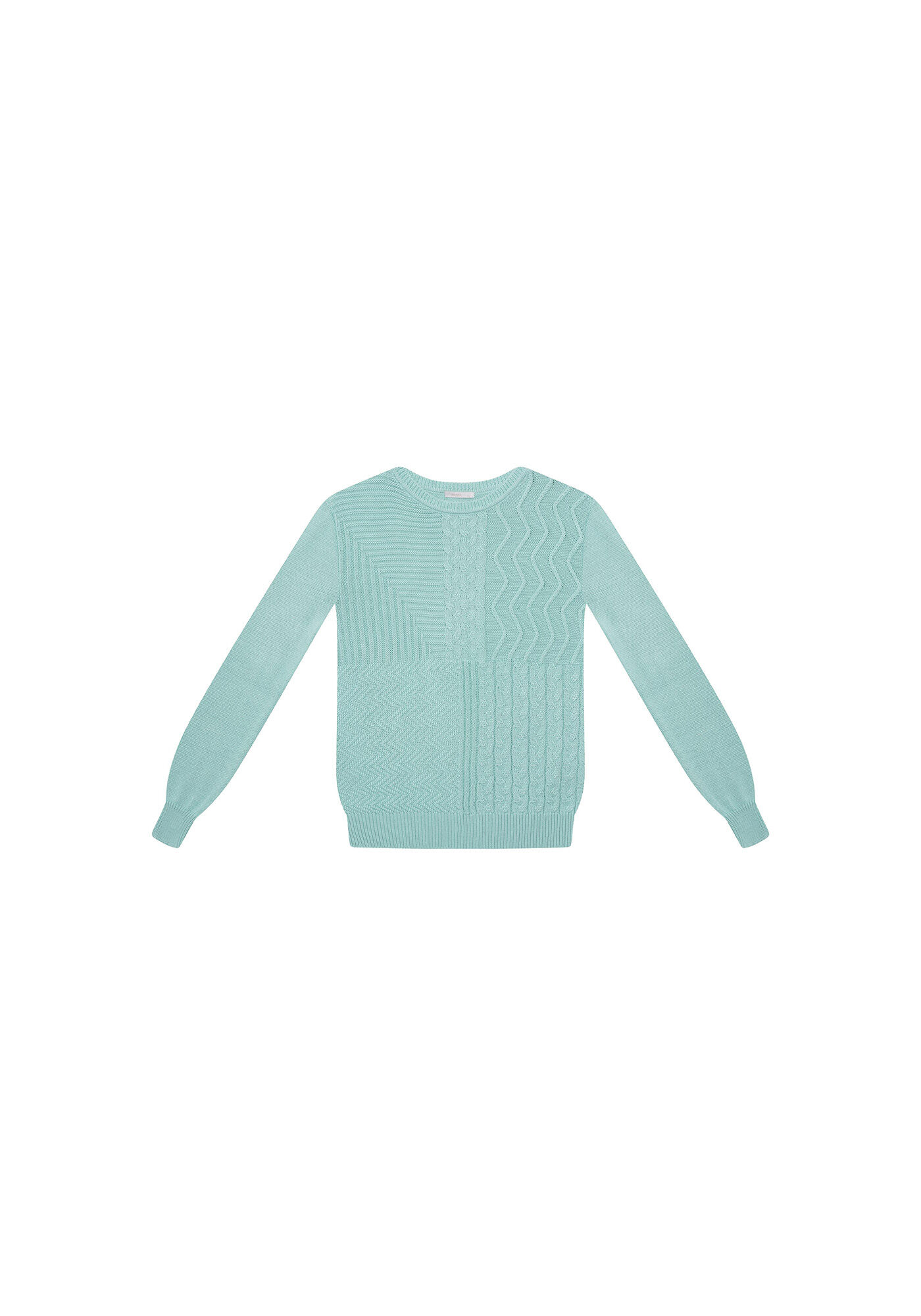 Blus&atilde;o Manga Longa Textura Tric&ocirc;, , large.