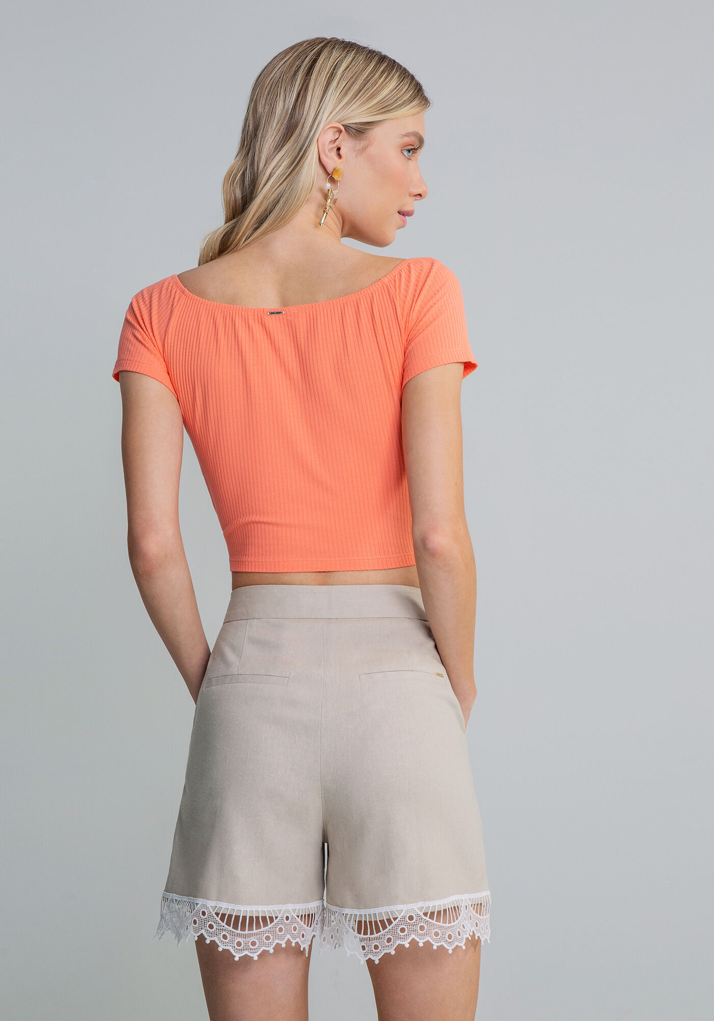 Blusa Cropped Ombro a Ombro Salm&atilde;o Moscou, , large.